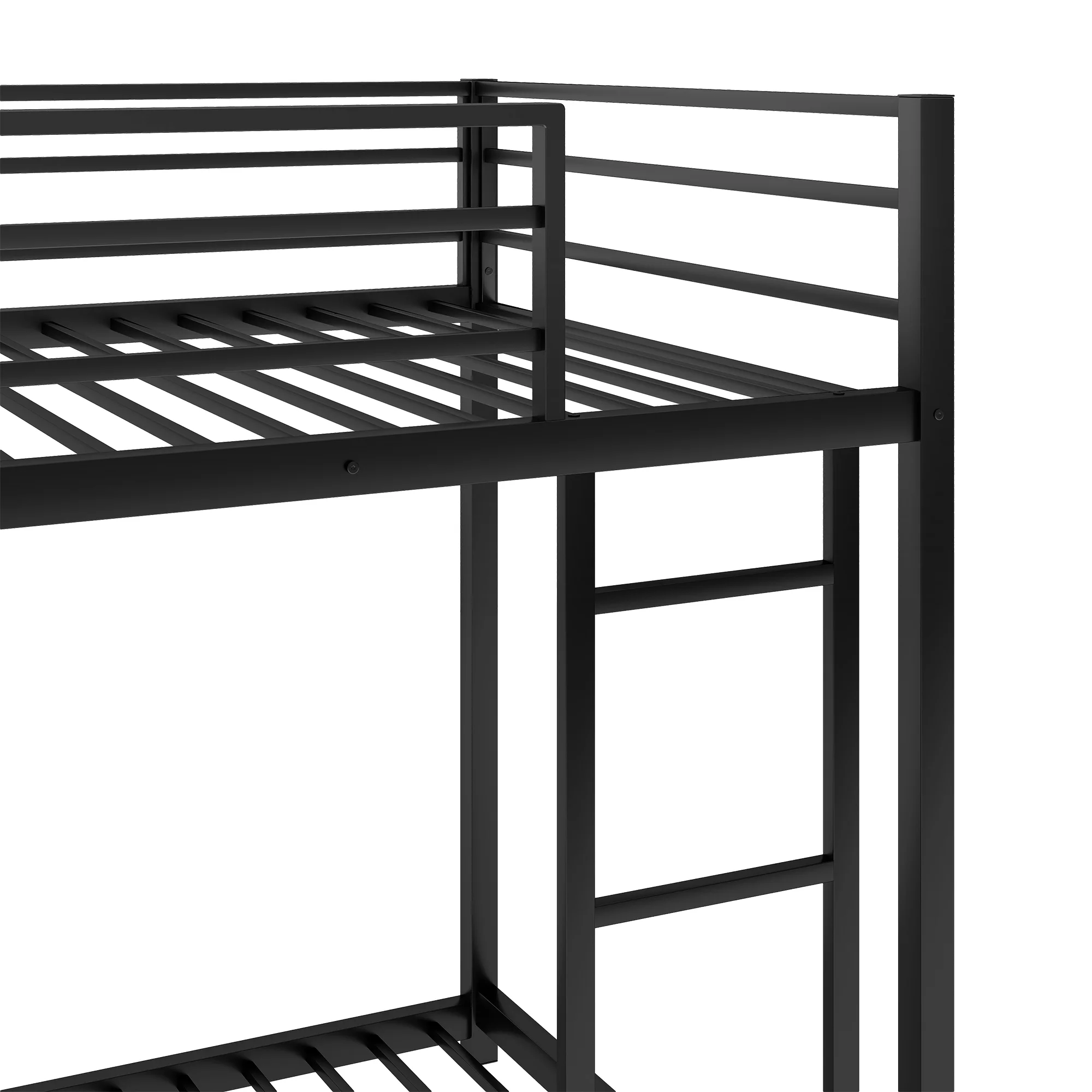 Nestfair Black Twin over Twin Metal Bunk Bed with Ladder