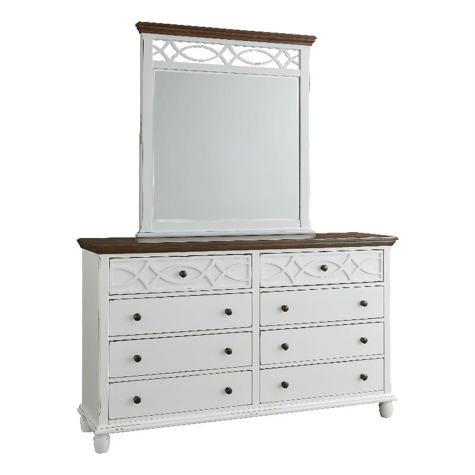Progressive Furniture Granada Wood Dresser and Mirror in Oak Brown/Vanilla White