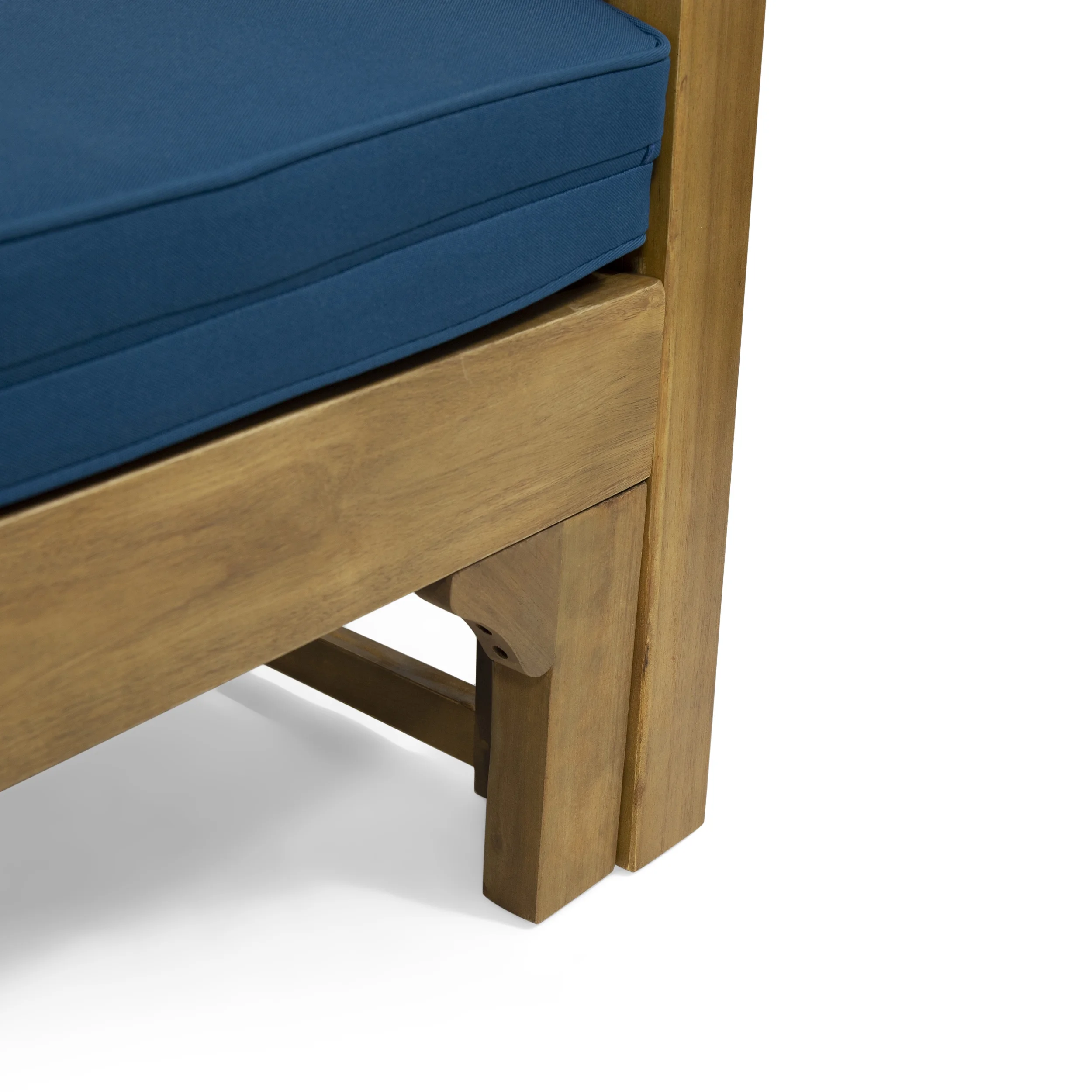 Noble House Reyes Outdoor Acacia Wood Extendable Daybed Sofa, Teak and Dark Teal