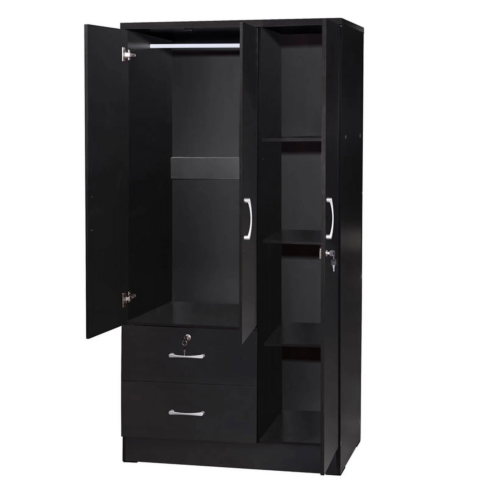 Home Square 3-Piece Set with Twin Bed Wardrobe Armoire Closet & Nightstand