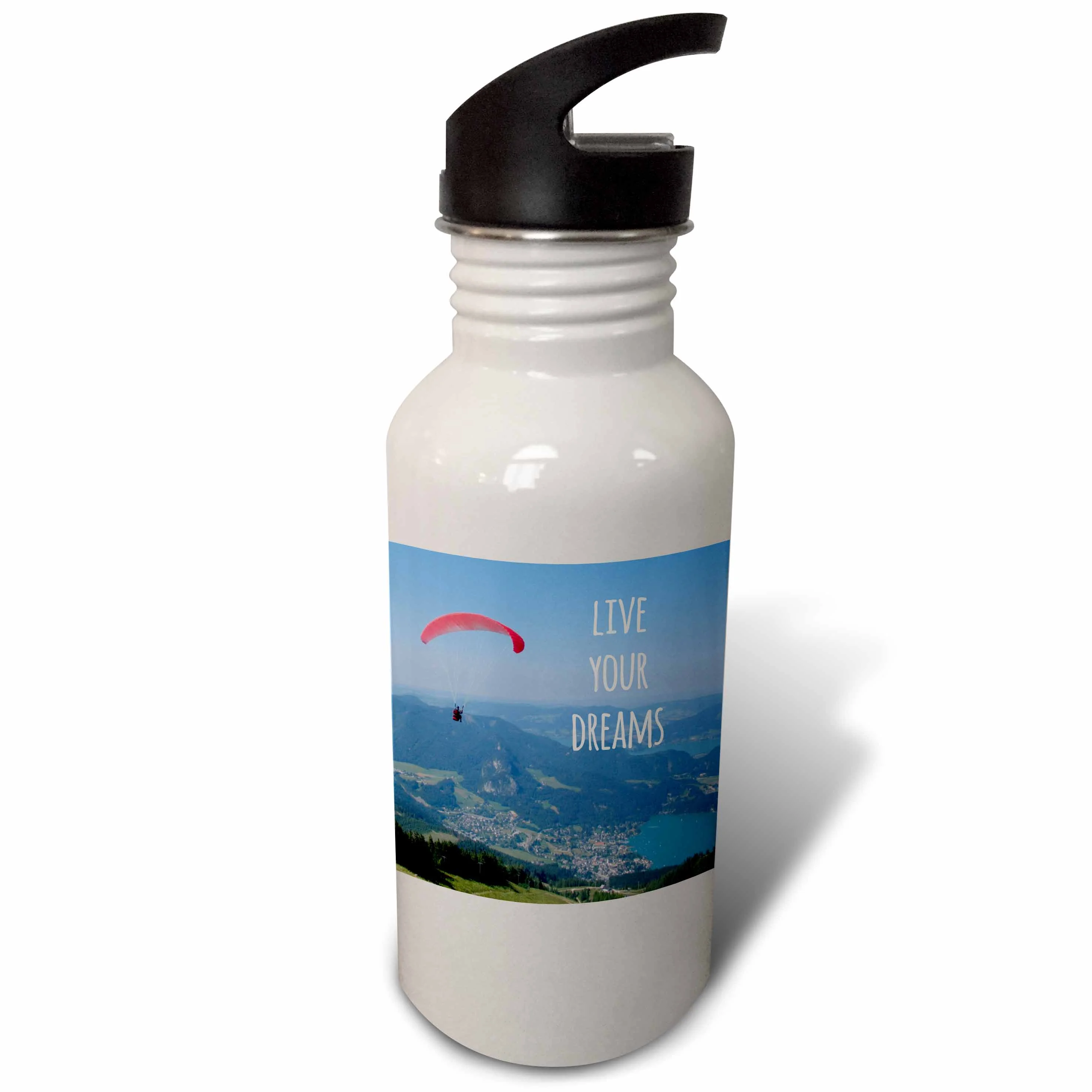 Live your dreams and fly - Inspiring motivational words - motivating sayings - flying - paragliding 21 oz Sports Water Bottle wb-155646-1