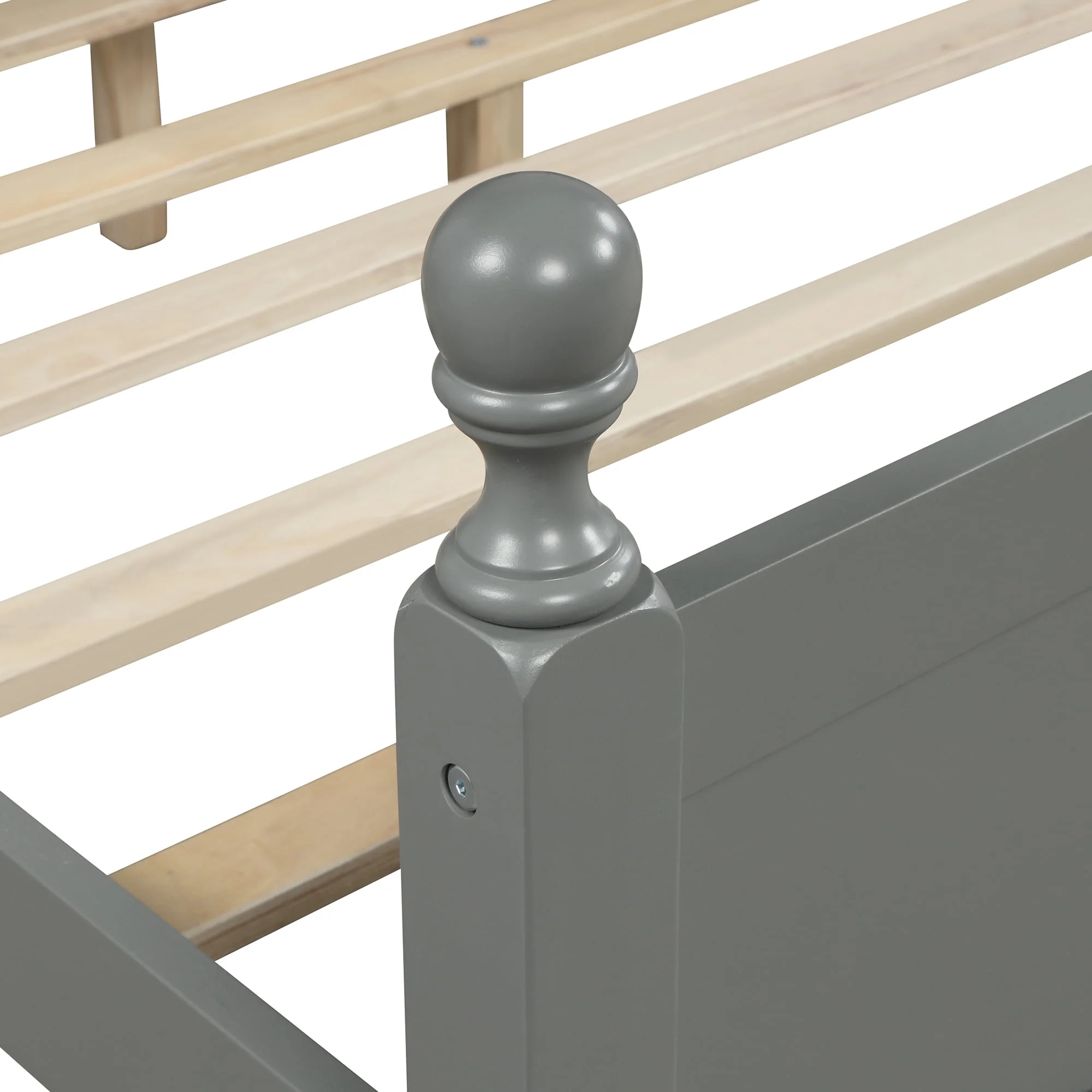 ikayaa Twin over Full Loft Bed with Cabinet, Gray