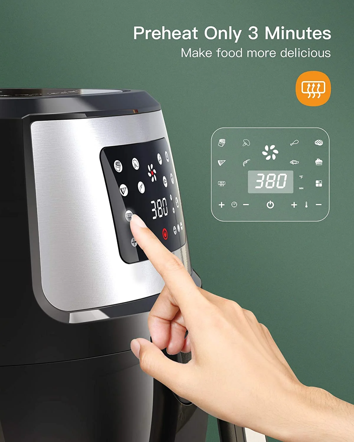 Sboly 8 in 1 Air Fryer, 8.9 Qt with LCD Digital Touch Screen including Cooking Tongs and Recipe Book, Airfryer with Water-based Non-stick Coating Grill Shelf and Frying Basket