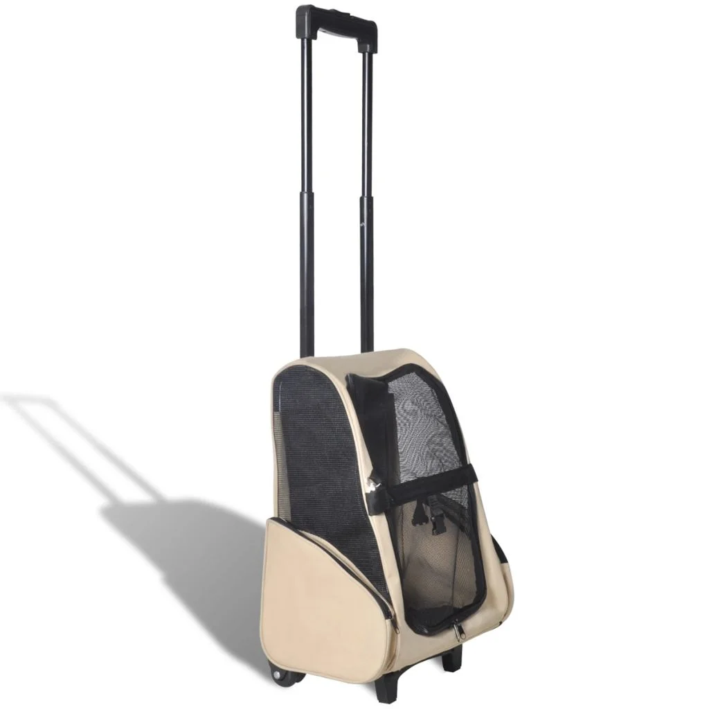 Dcenta Foldable Multipurpose Pet Trolley Beige