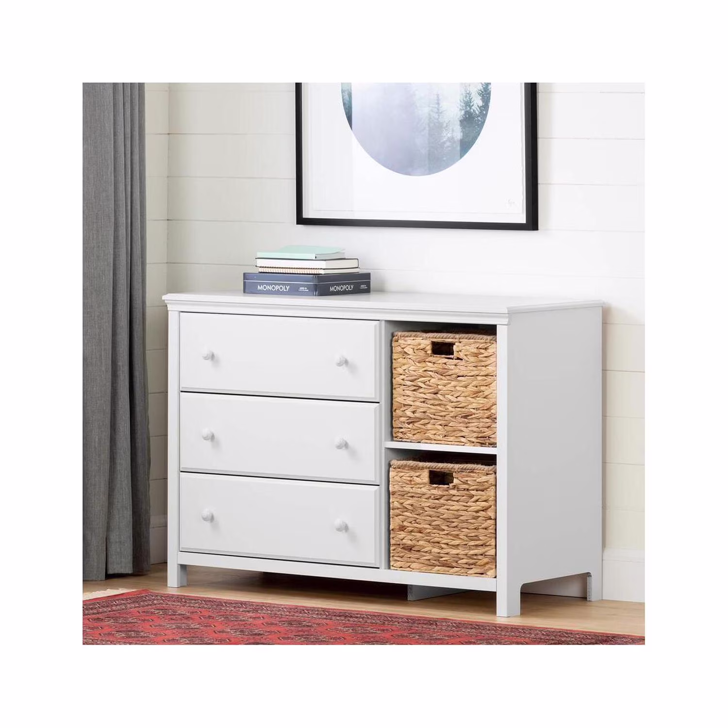 Maykoosh Retro Relaxation 3-Drawer Dresser With Storage Baskets