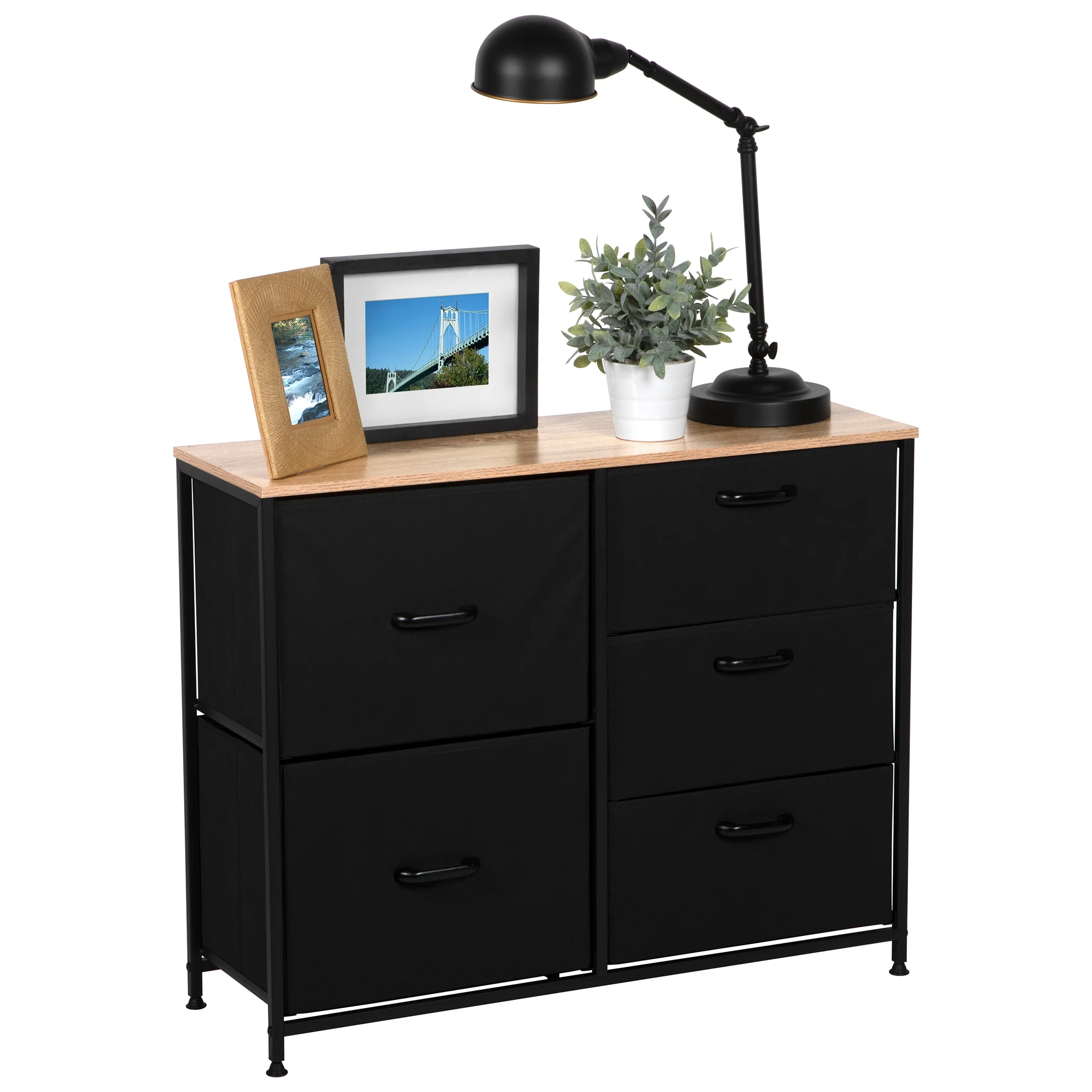 Fabric Dresser – 5 Drawers for Clothes, Toys, etc. – Durable Handles, 2 Big Drawers, 3 Smaller Clothes Drawers – Perfect for College Dorm Room, Home, Office, Nursery - Closet Dresser – Kids Dresser