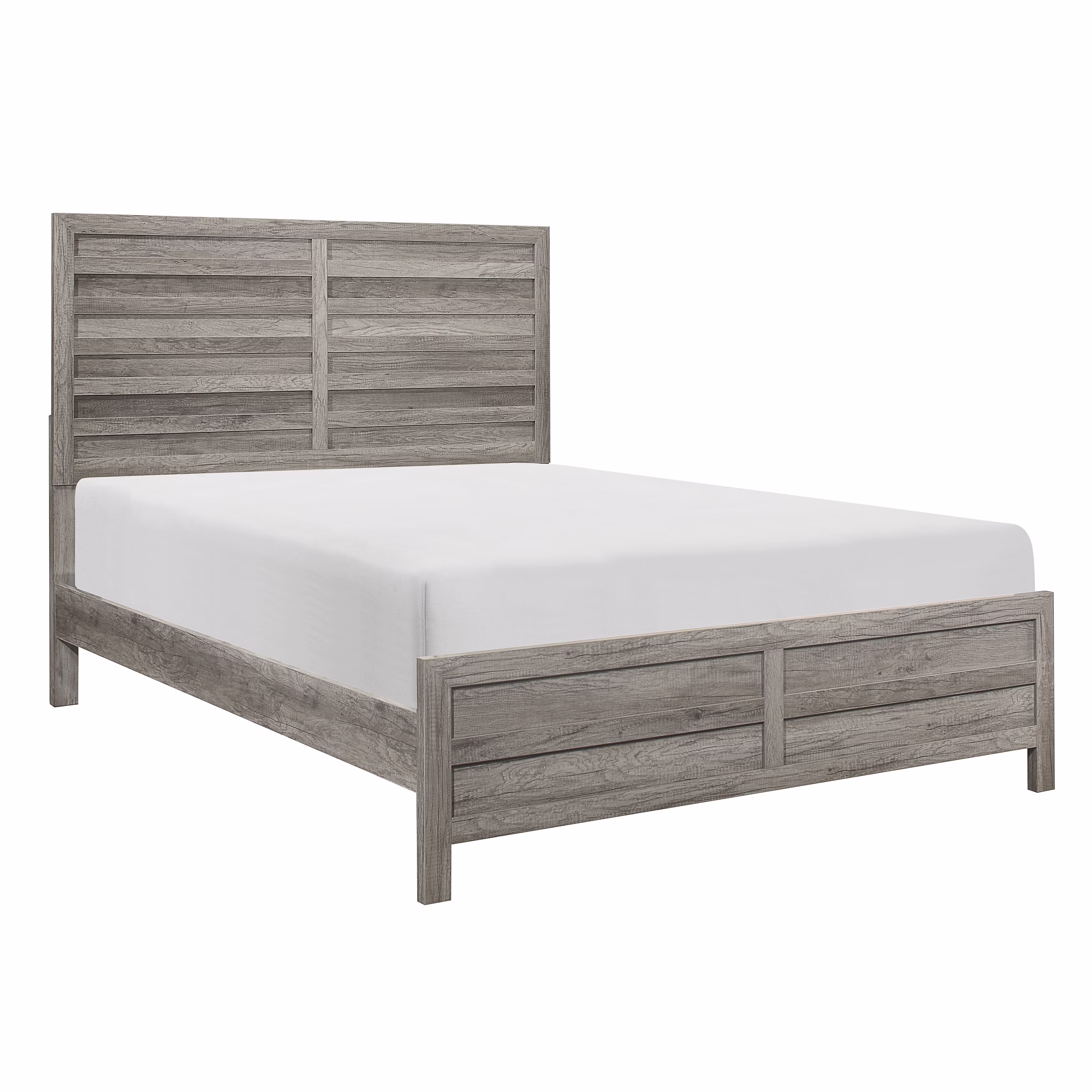 Classic Weathered Gray Finish California King Size Bed 1pc Rusticated Style Bedroom Furniture