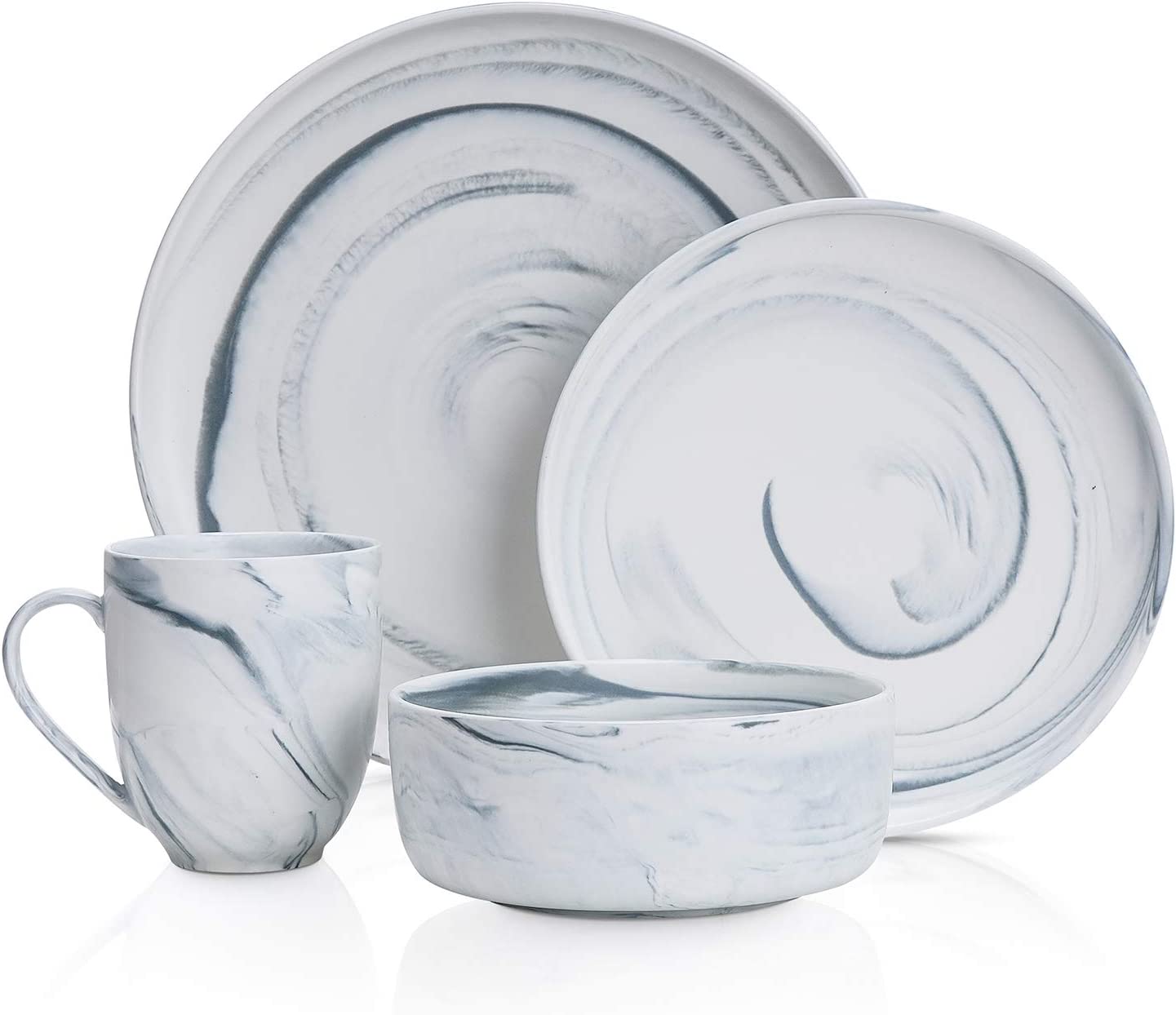 DIQIN · 16-Piece Dinnerware Set Porcelain, Gray