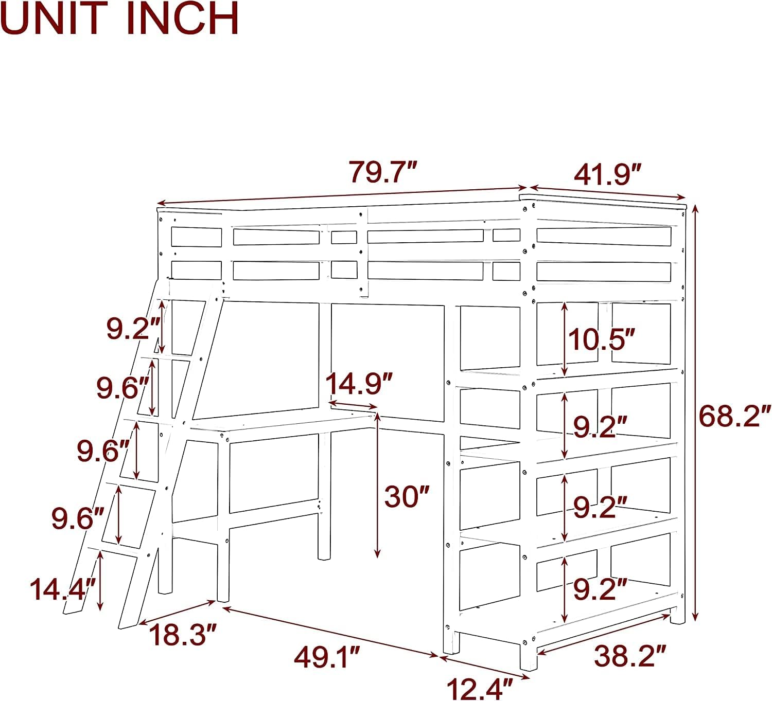 Solid Wood Size Loft Bed, Loft Bed With Desk, Shelf & Wardrobe, High Loft Bed Frame With Storage For Kids Teens Adults, Easy Assembly, No Box Sing Needed (White)