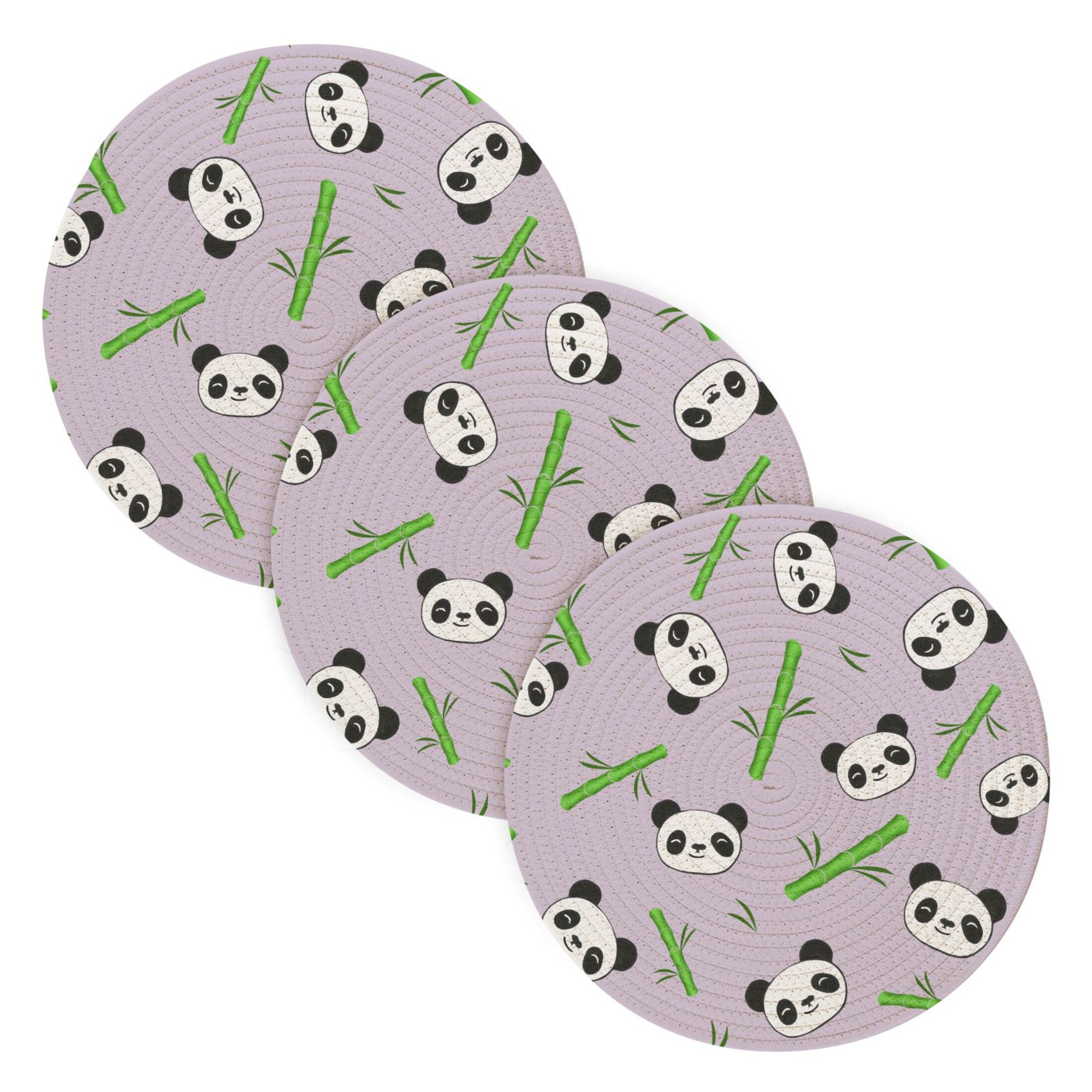 Panda and Bamboos 3 PCs Pot Holders Trivets Kitchen 15