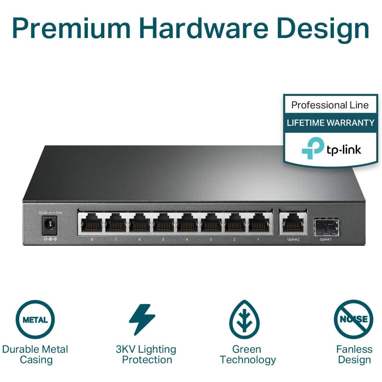 TP-Link 8 Port Gigabit PoE Switch | 8 PoE+ Ports @63W, w/ 1 Gigabit Port and 1 SFP Slot | Desktop | Plug & Play | Support QoS and IGMP (TL-SG1210P)