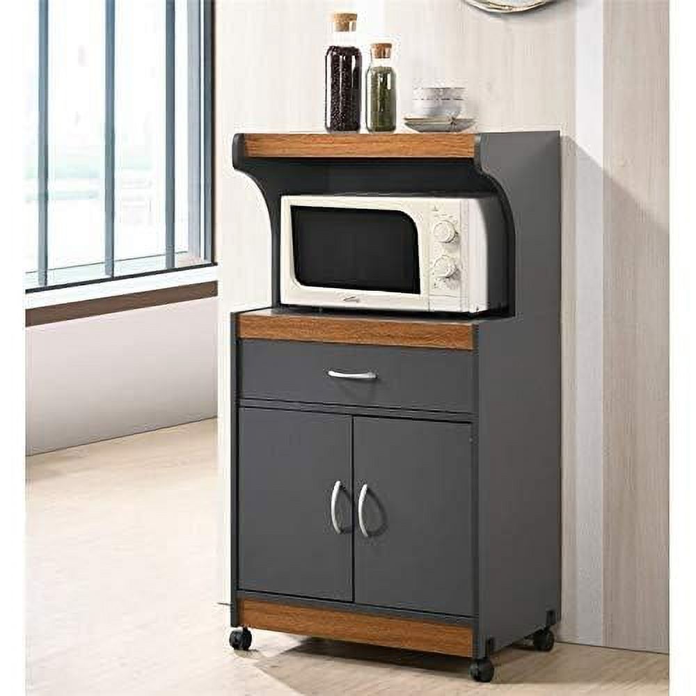 Microwave Kitchen Cart In Gray Oak