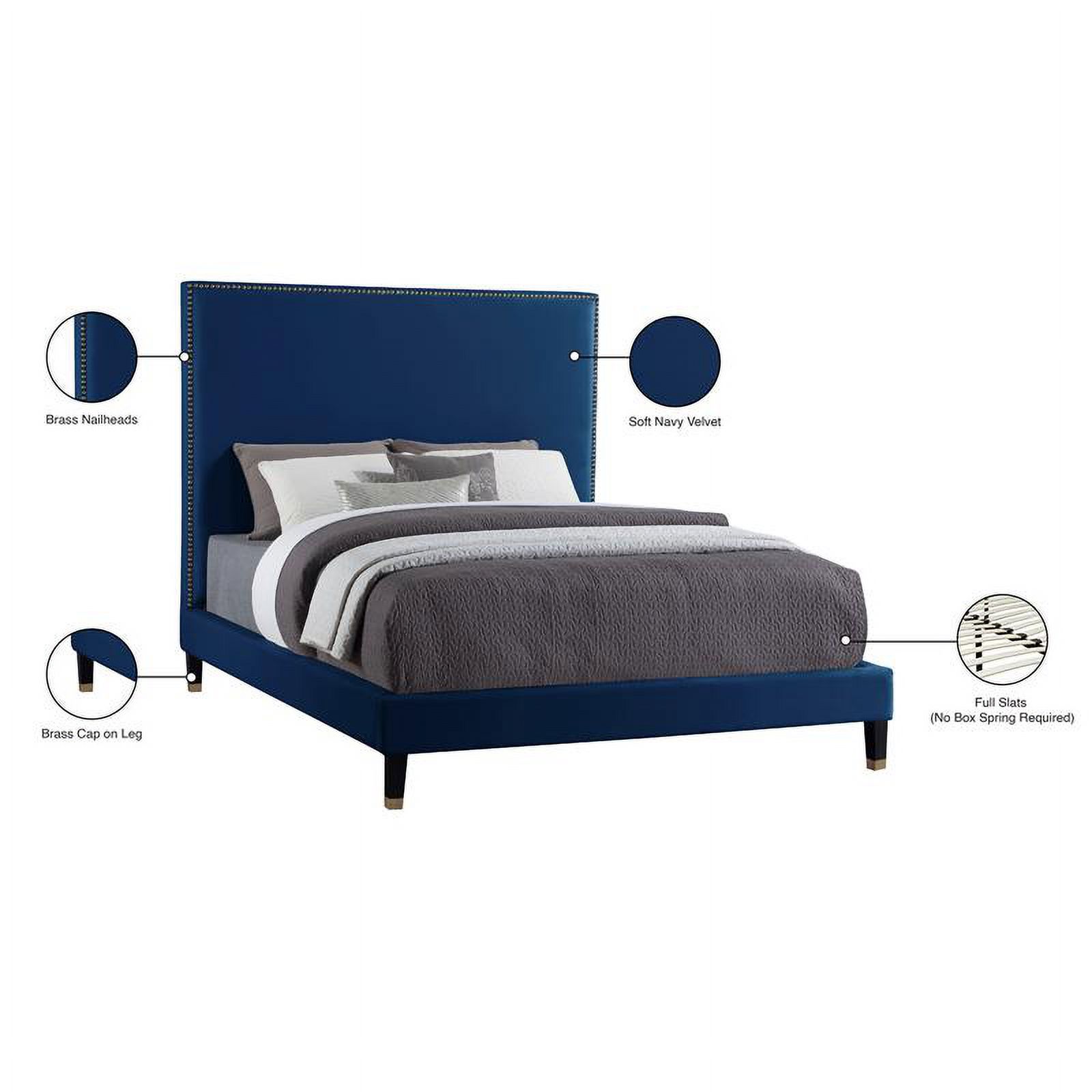 Meridian Furniture Harlie Navy Velvet Queen Bed