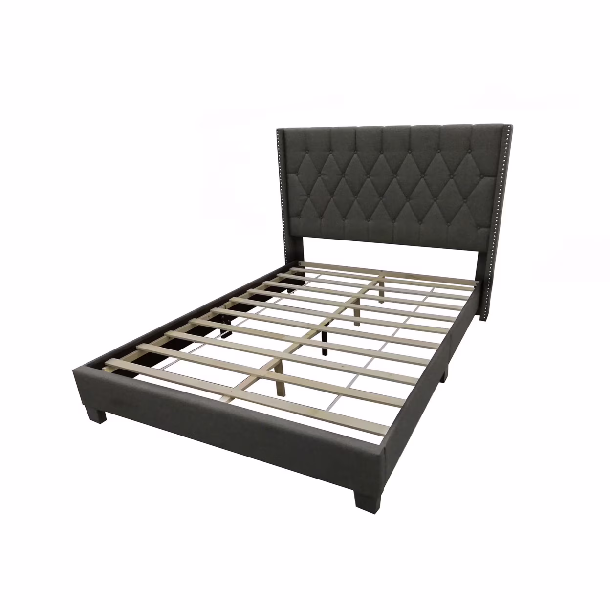 Home Bedroom Furniture Amelia Fabric Tufted Queen Platform Bed - Charcoal