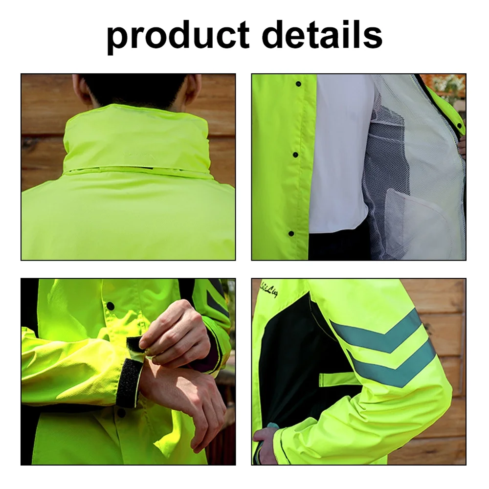 Cycling Raincoat and Pants Set for Women Men Waterproof Lightweight Reflective Motorcycle Windbreaker Jackets Pants with Caps Pocket