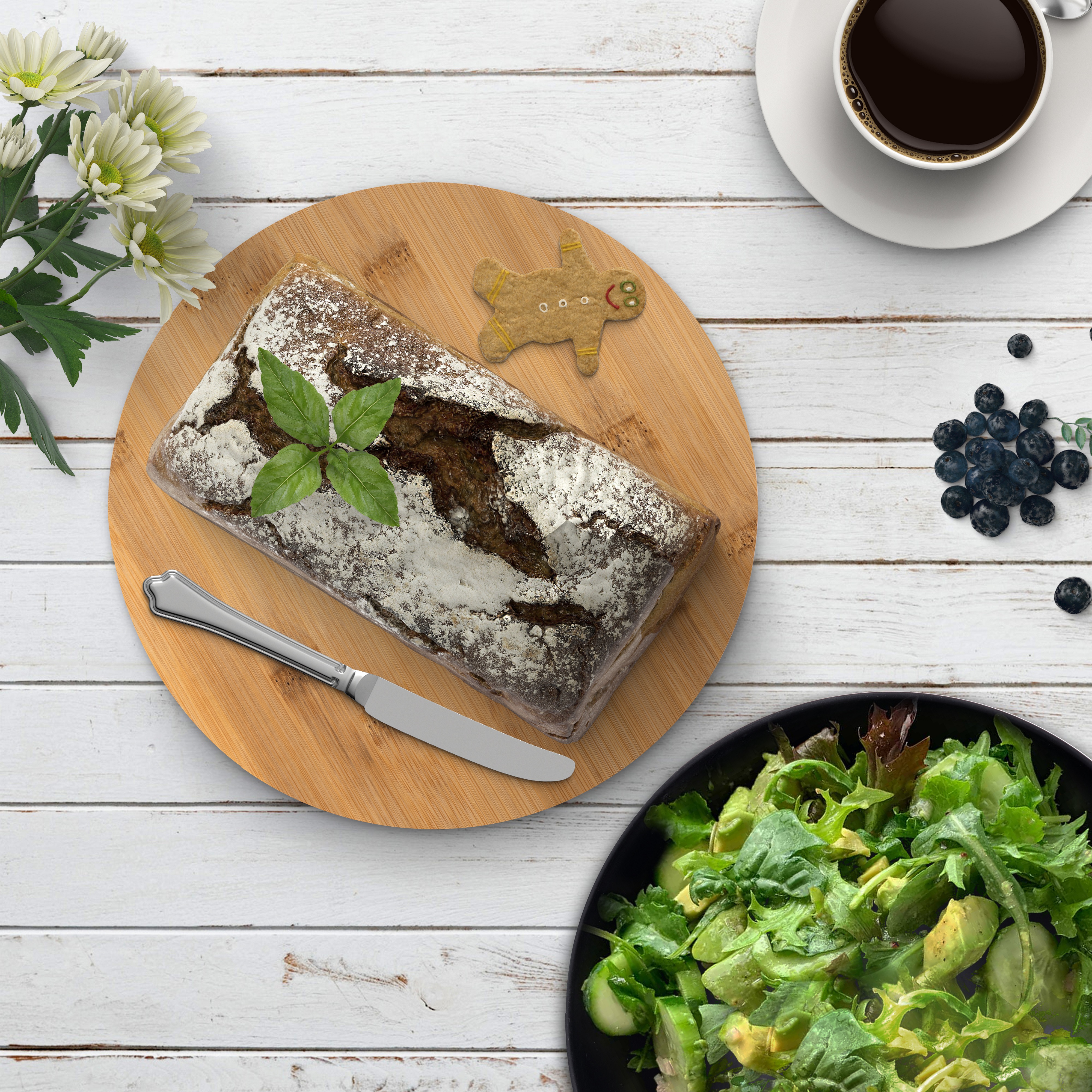 Bremel Home Large Salad Bowl Set of 3 Black Bowls with Wooden Lids, Bamboo Fiber Mixing & Storage