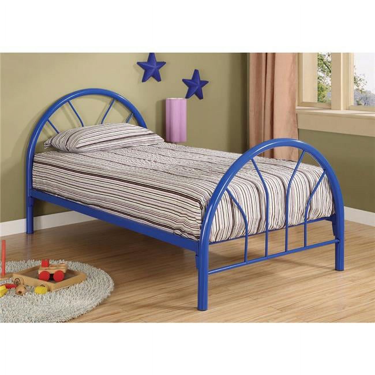 Benzara BM158115 40 x 78.5 x 42 in. Casually Modish Twin Size Metal Bed, Blue