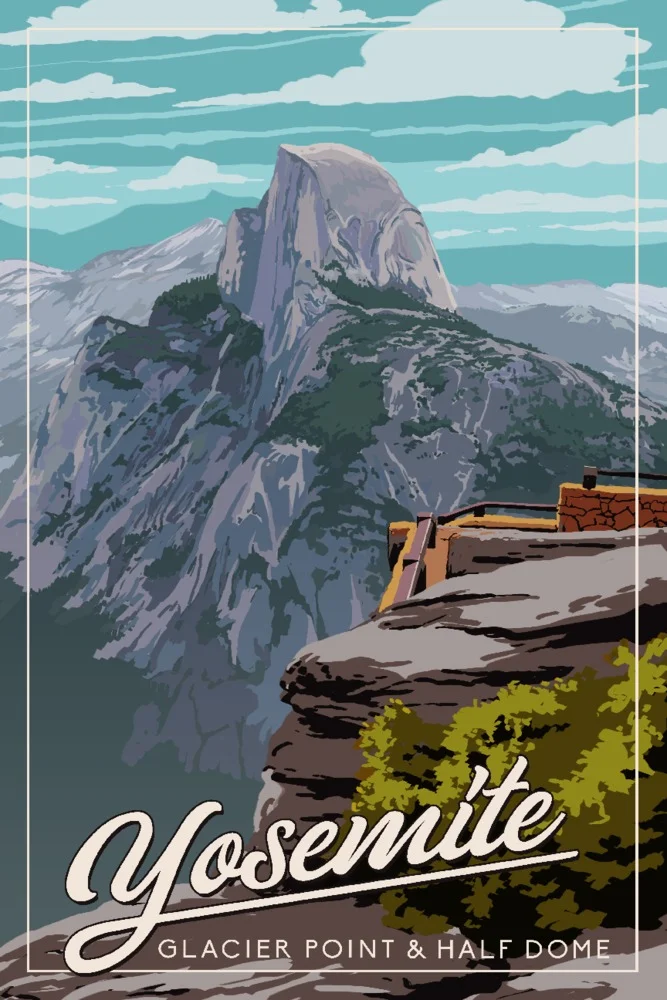 Yosemite National Park, California, Glacier Point and Half Dome View (12x18 Wall Art Poster, Room Decor)
