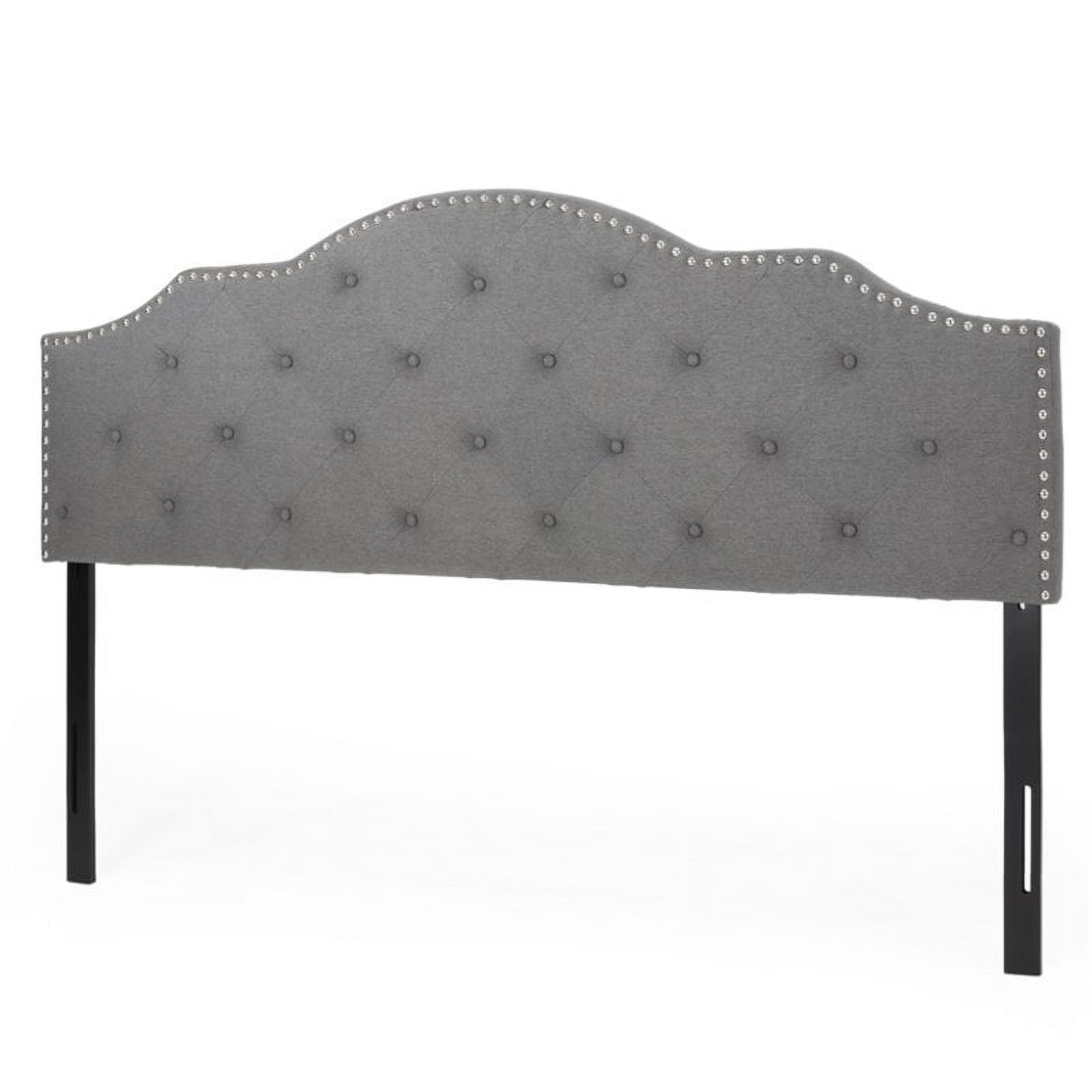 Noble House Seamus Contemporary Upholstered King/California King Headboard, Charcoal Gray, Black