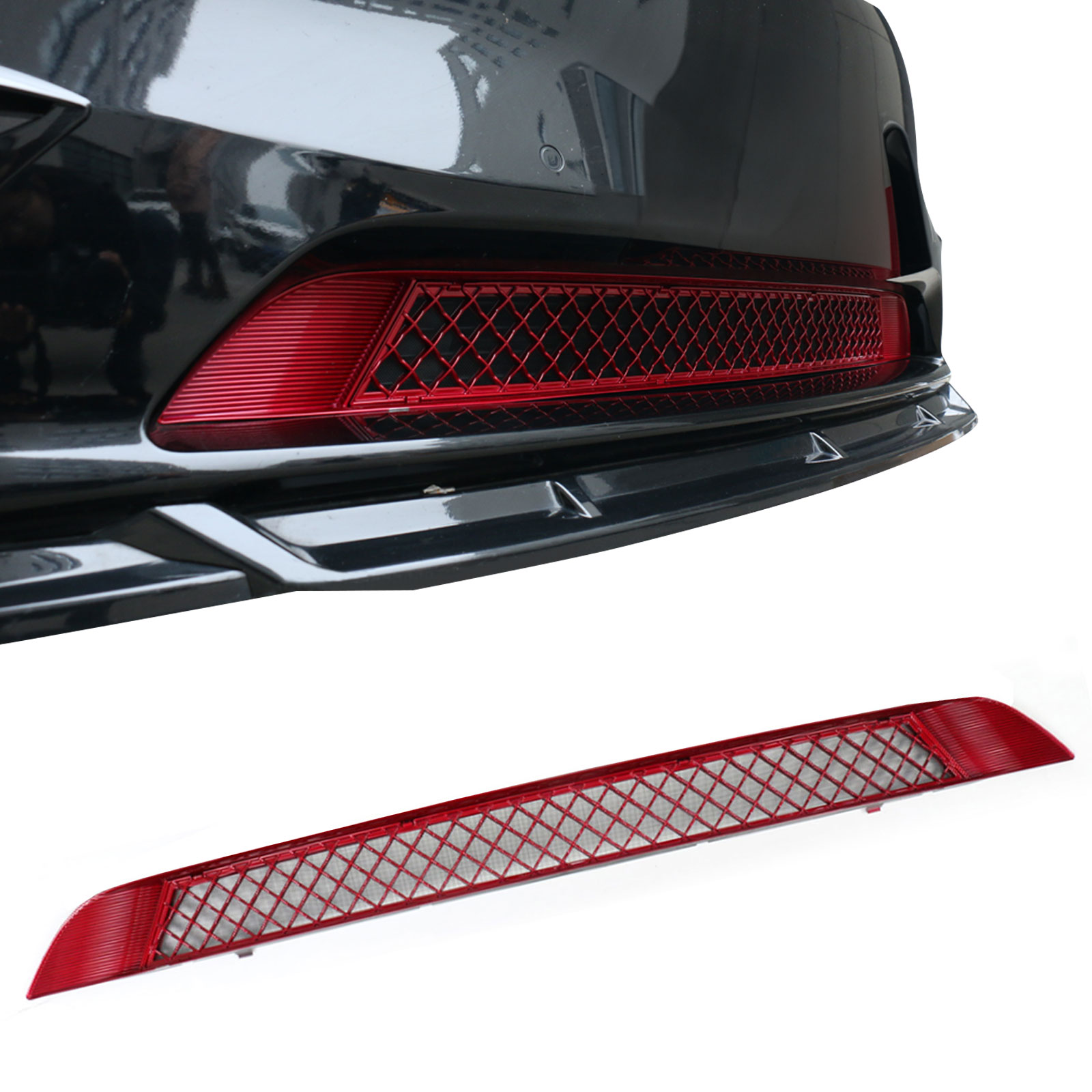 Ikon Motorsports Mesh Air Intake Grille Compatible With 2020-2023 Tesla Model Y Red ABS Front Lower Air Inlet Protection Cover Intake Grill Insect Net Protection Bodykits 2PCS