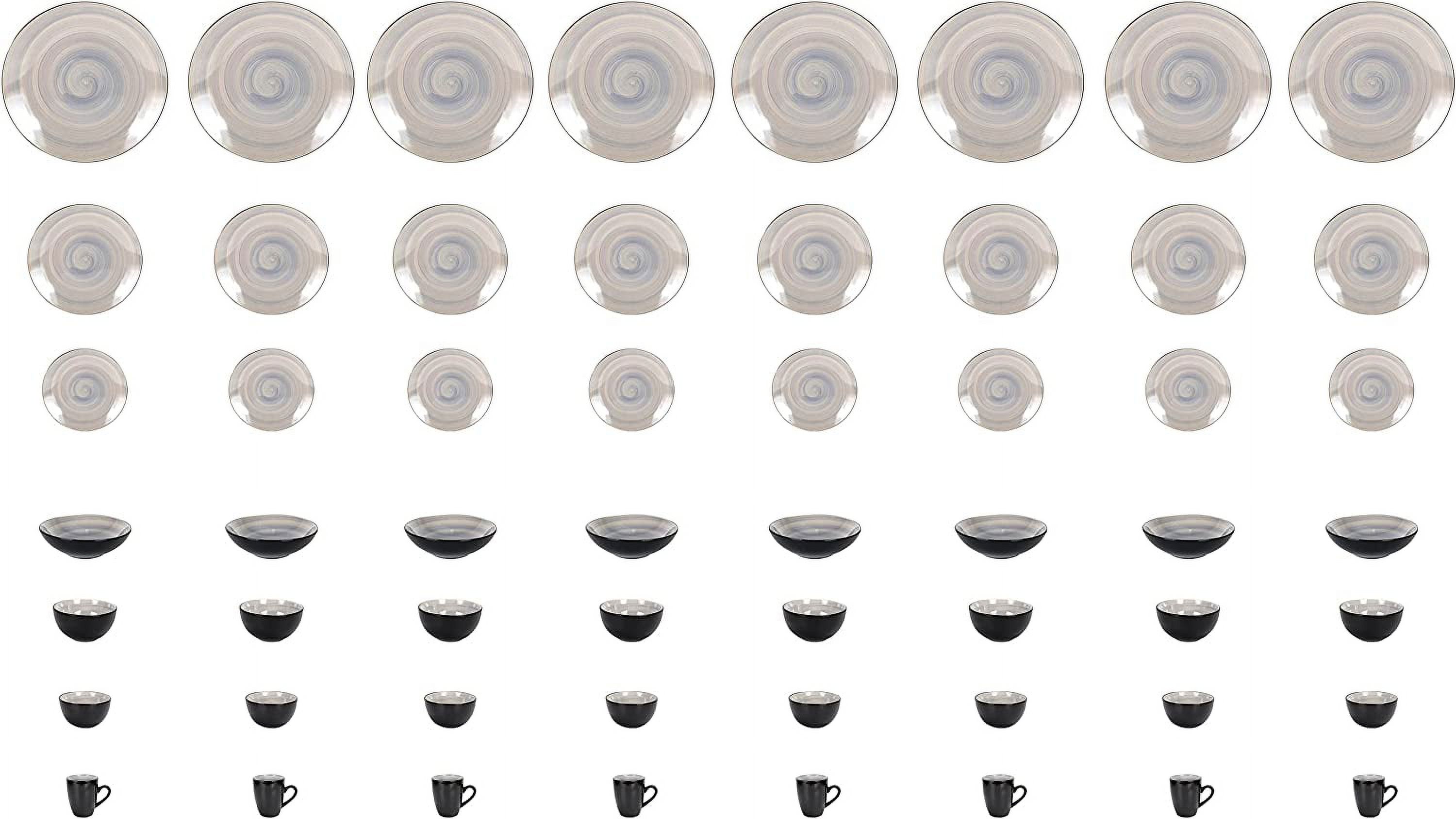 Stoneware Sonoma Dinnerware Set Black + Speckled Spin Wash (56Pc Set Grey)