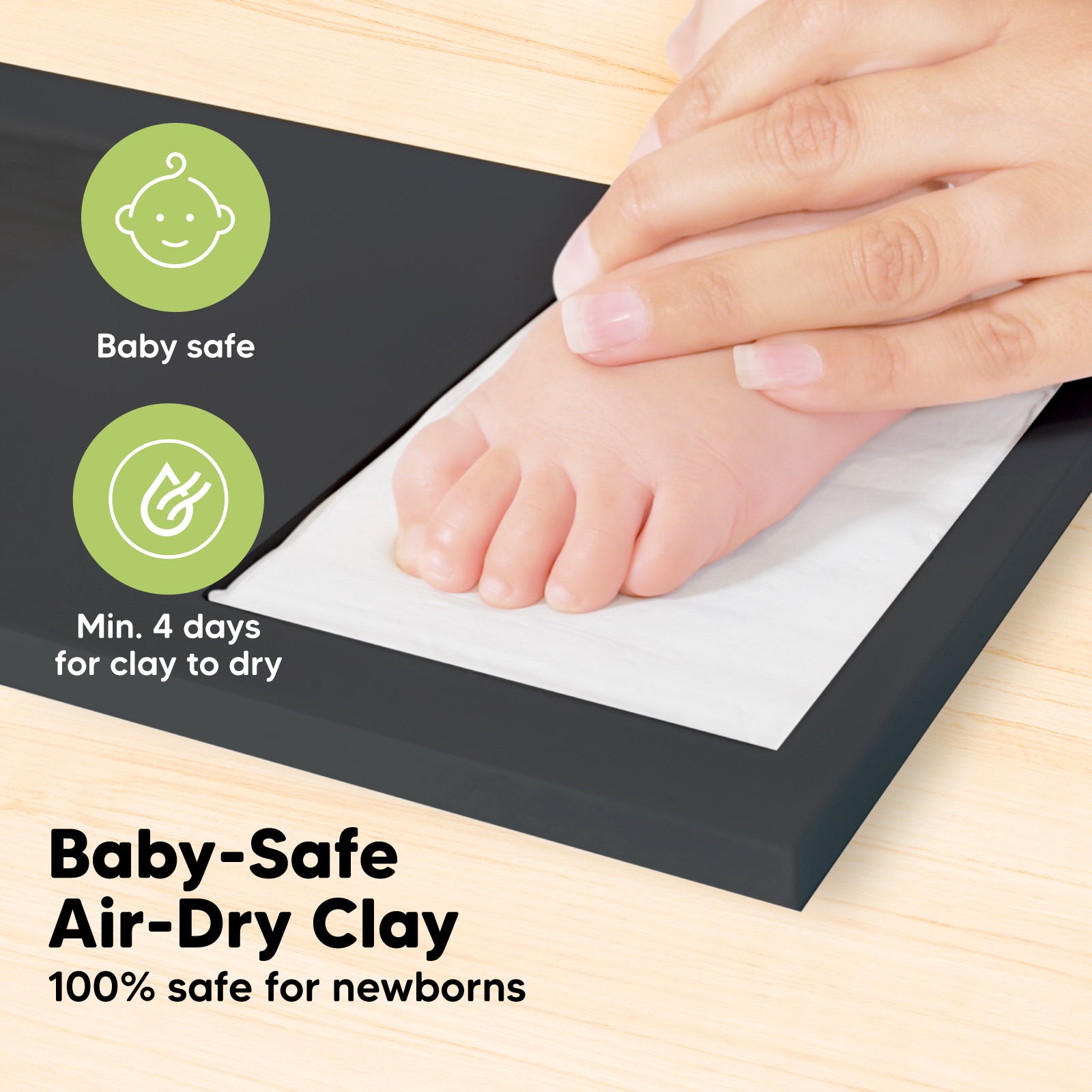 KeaBabies Baby Handprint Footprint Keepsake Kit, Black Photo Frame (Onyx Black)