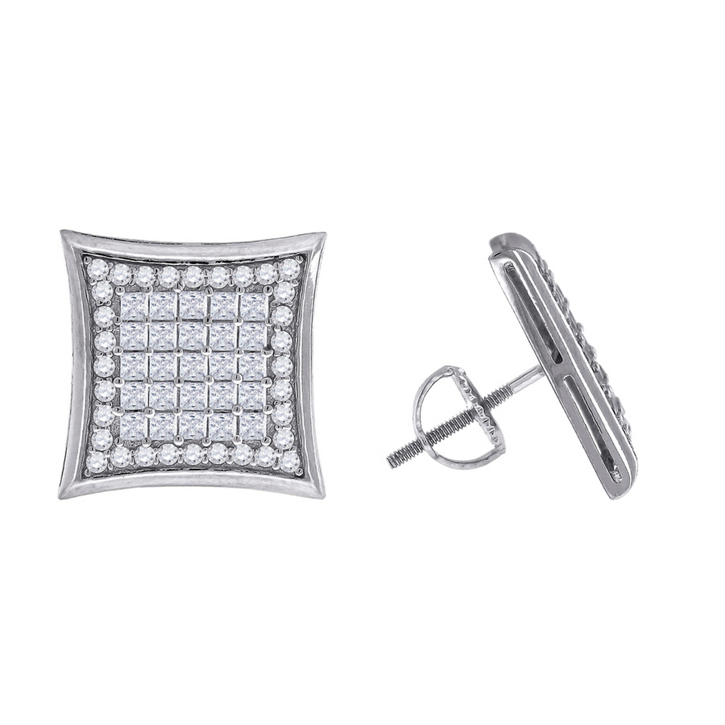 925 Sterling Silver Mens Princess CZ Cubic Zirconia Simulated Diamond Kite Stud Earrings Jewelry Gifts for Men