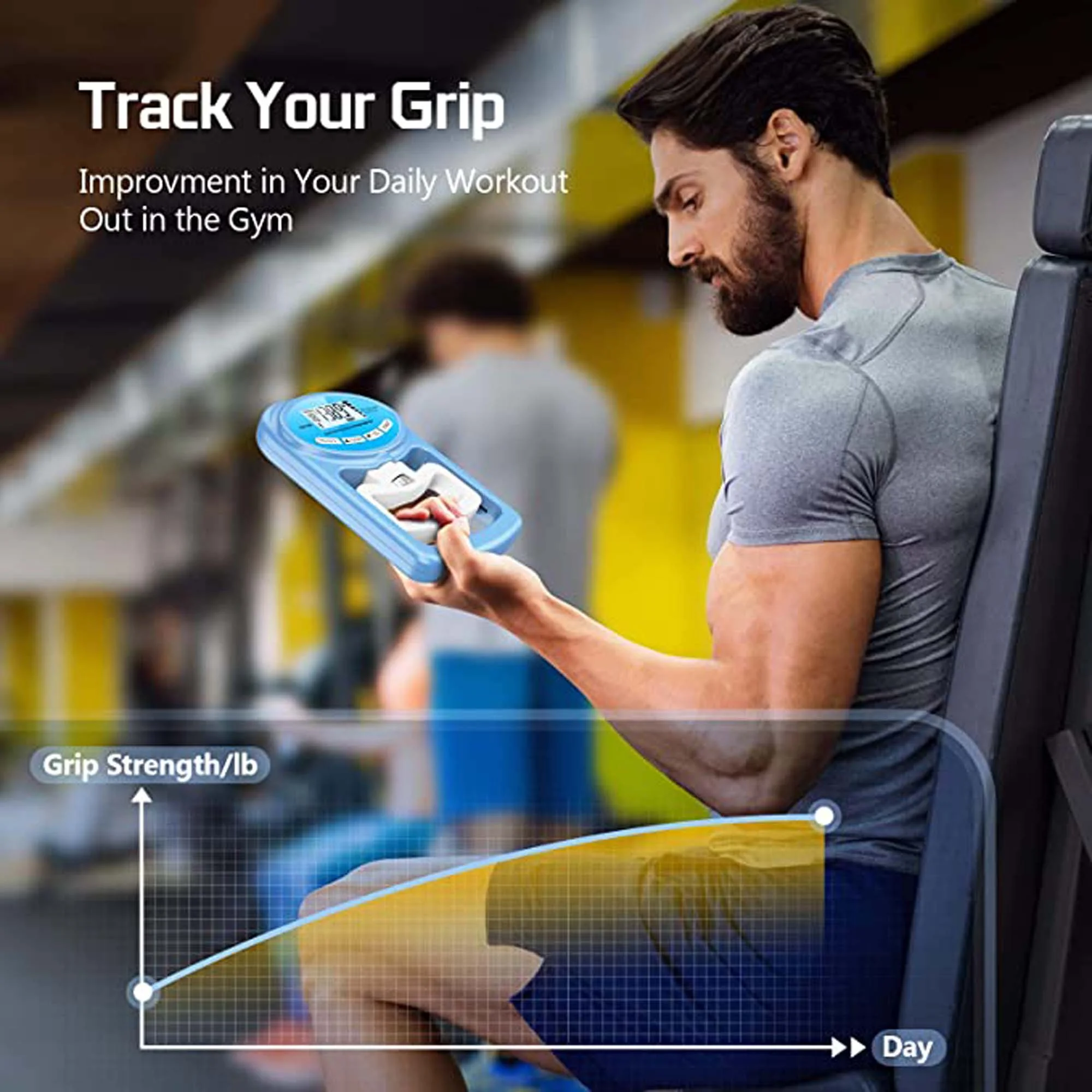 Digital Hand Dynamometer Grip Strength Measurement Meter Auto Capturing Electronic Hand Grip Power 198 Lbs / 90 Kgs