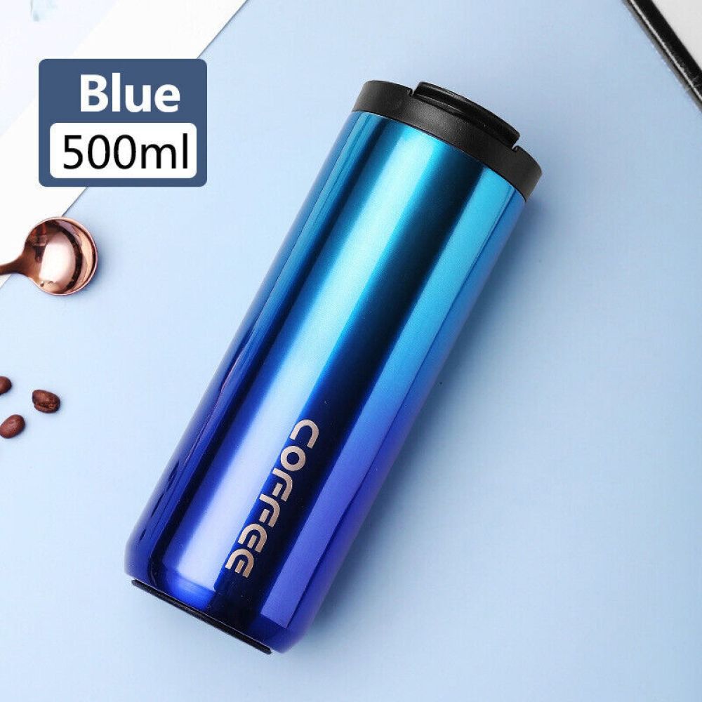 Portable Insulated Leakproof Travel Thermal Flask Water Bottle Coffee Mug Tea Cup BLUE 500ML