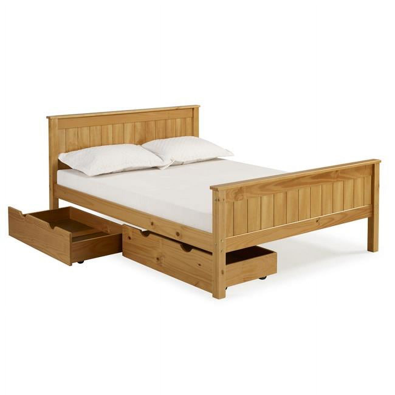 Harmony Full Wood Platform Bed with Storage Drawers, Cinnamon