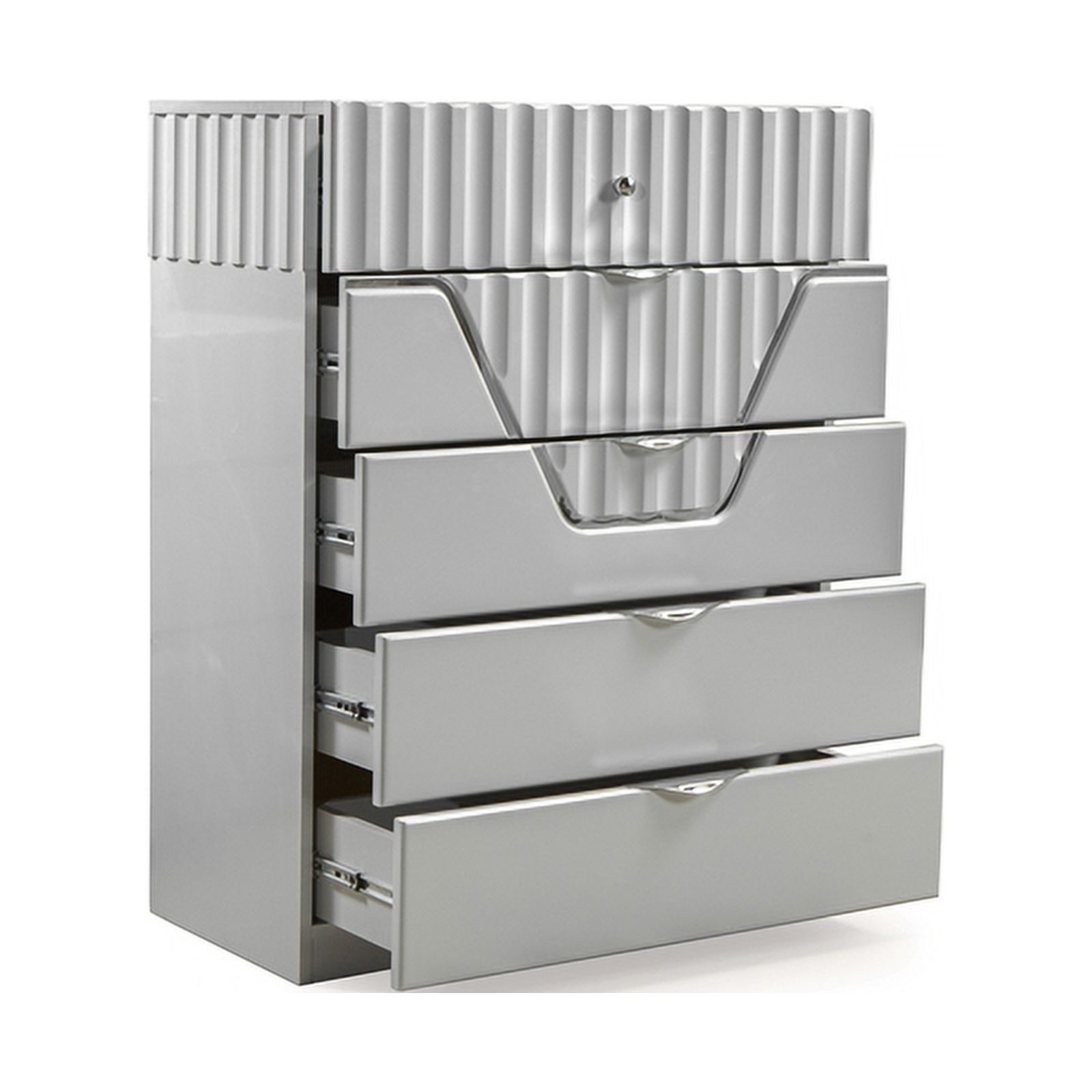 DaVinci Modern Style 5-Drawer Chest Made with Wood in Gray