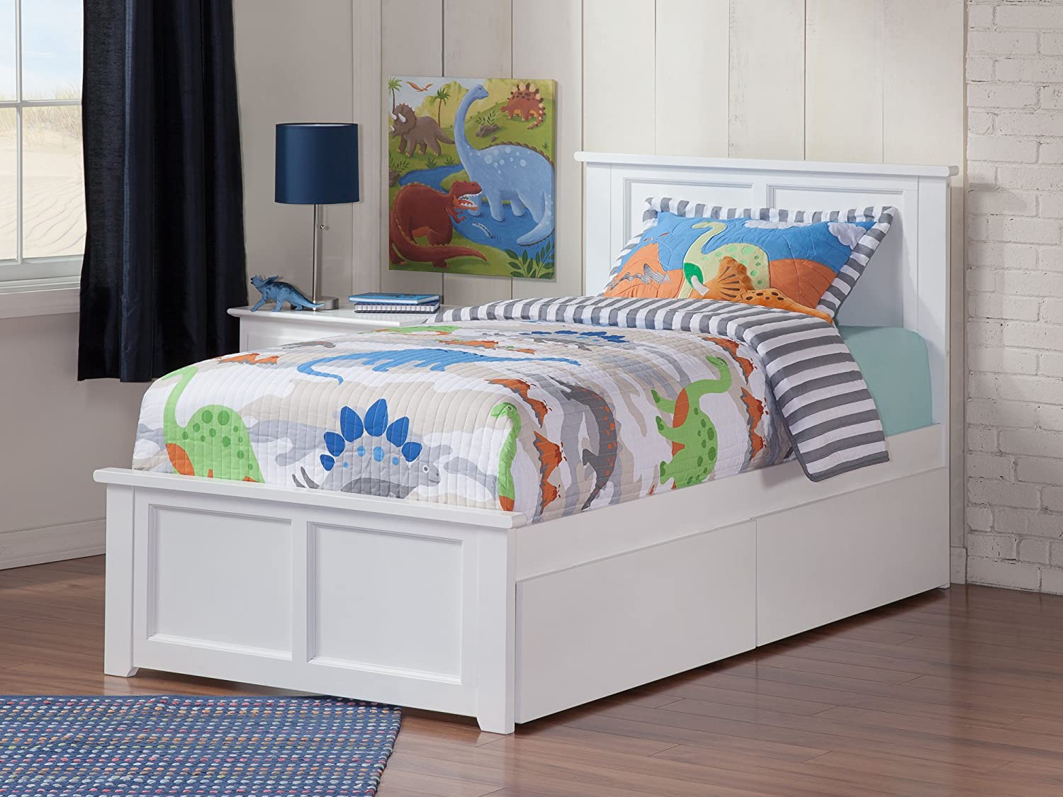 Atlantic Furniture  Madison Extra Large Match Footboard with Urban Bed Drawers x 1 - White - Twin Size