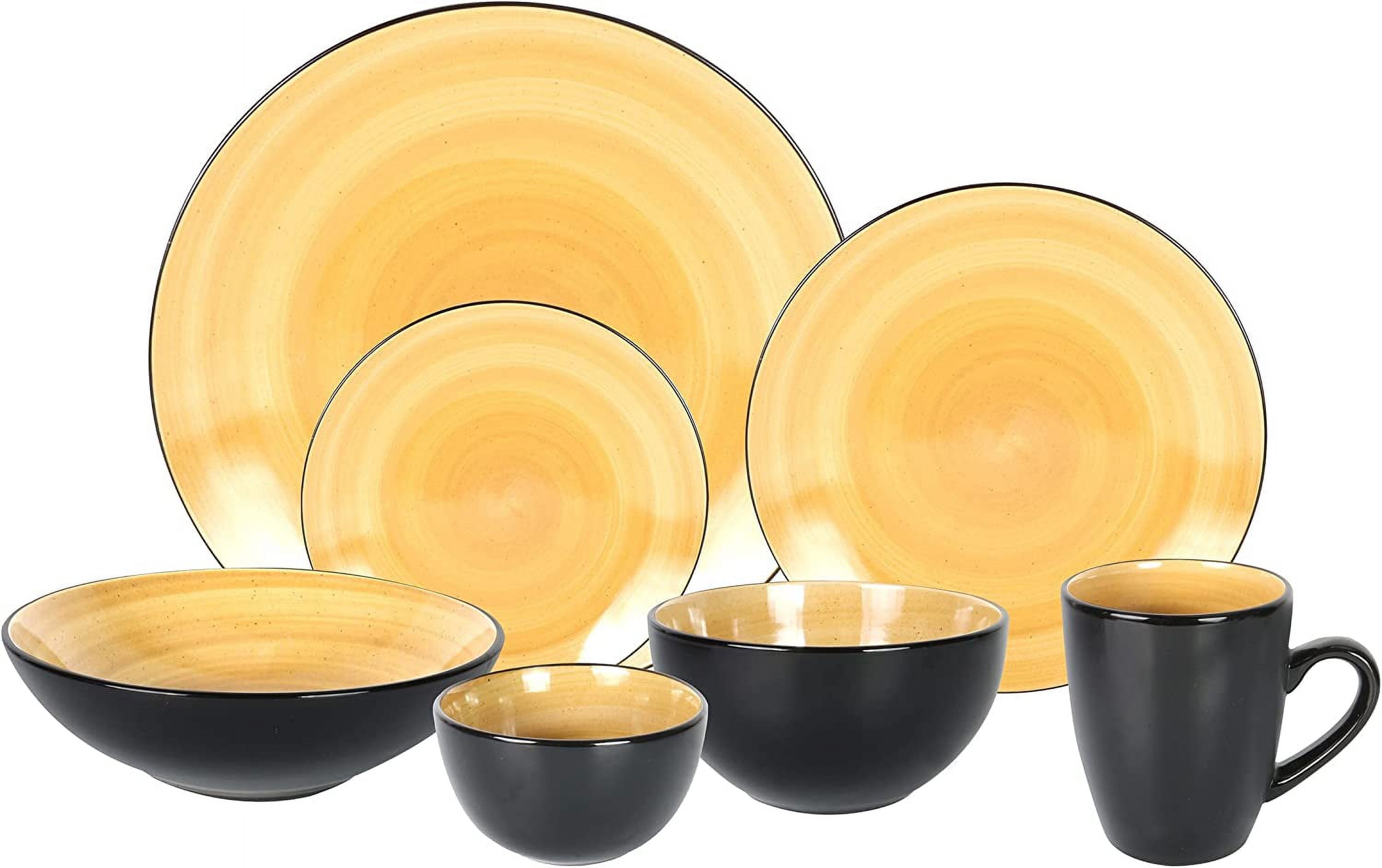 Stoneware Sonoma Dinnerware Set, Black + Speckled Spin Wash (56Pc Set, Mix Blue, Green, Red, Yellow)