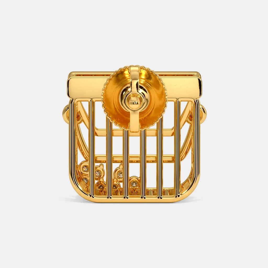 SILBERO INDIA Jacobella Purse Stud Earrings, Diamond Earrings In 18Kt Yellow Gold (5.39 gram) with Diamonds (0.2360 Ct)