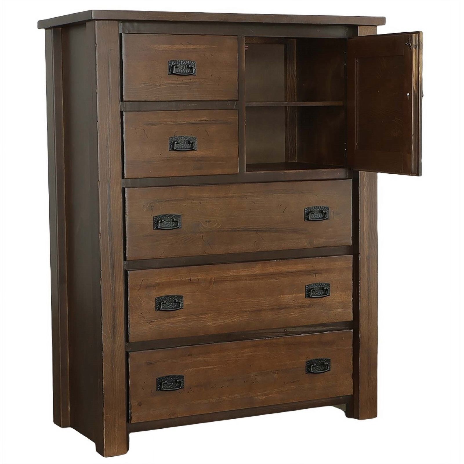 Progressive Furniture Trestlewood Wood Drawer Door Chest in Mesquite Pine Brown