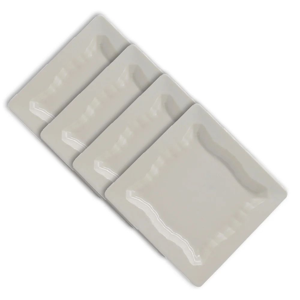 Crown Collections CC-PP74 7 Inch Square Plain White Melamine Dinner Plate - 4 Pcs/Set