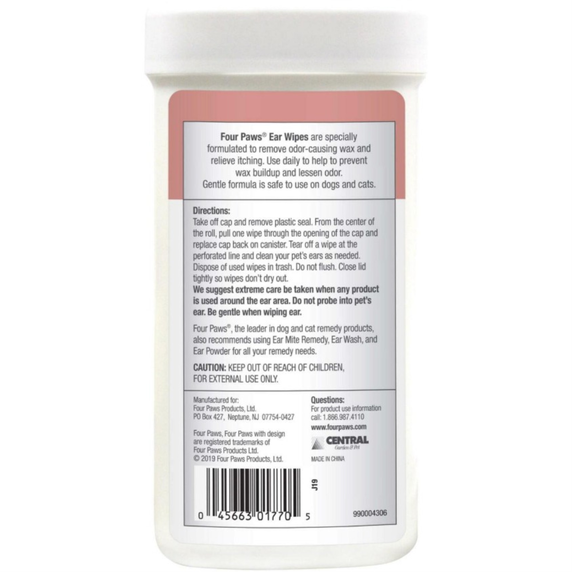 Four Paws Healthy Promise Dog And Cat Ear Wipes