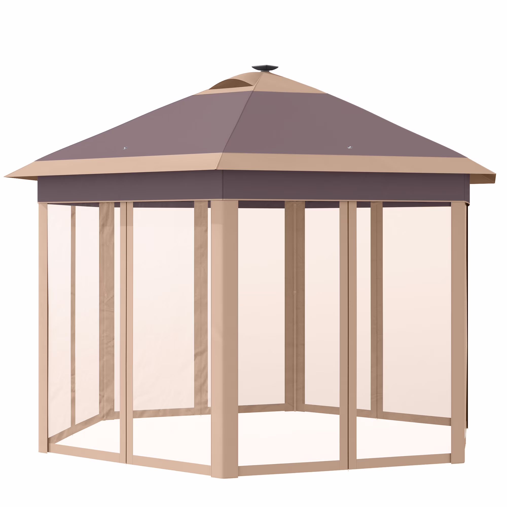 Outsunny 11' x 13' Pop Up Canopy with Netting & Solar Lights, Beige