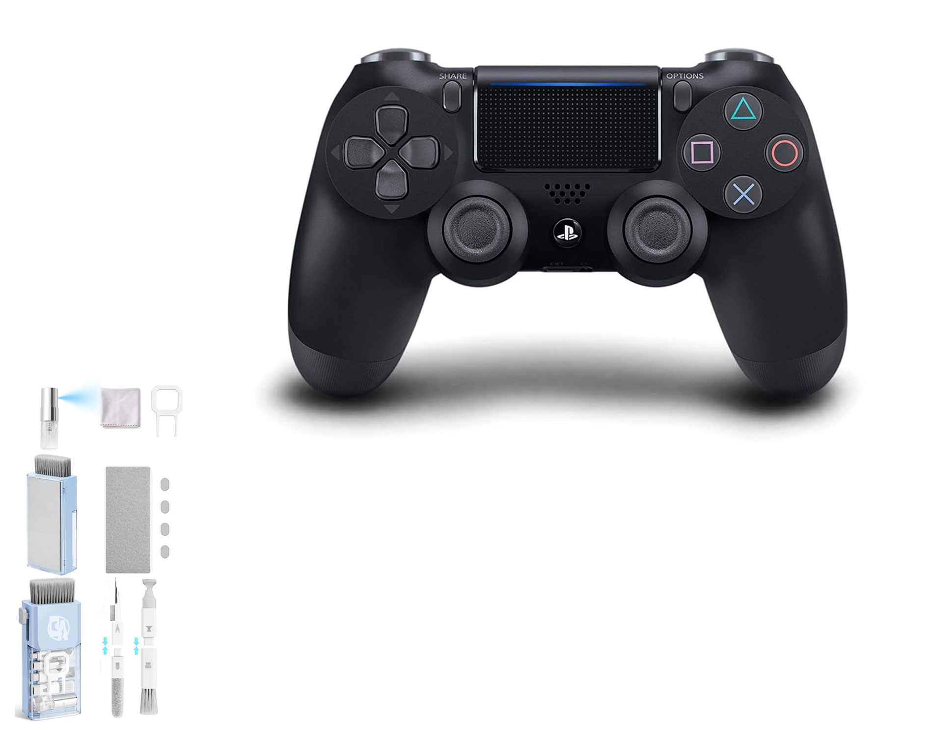 Sony Dual Shock Black Gaming Controller PS4 Console With Cleaning Kit BOLT AXTION Bundle Like New