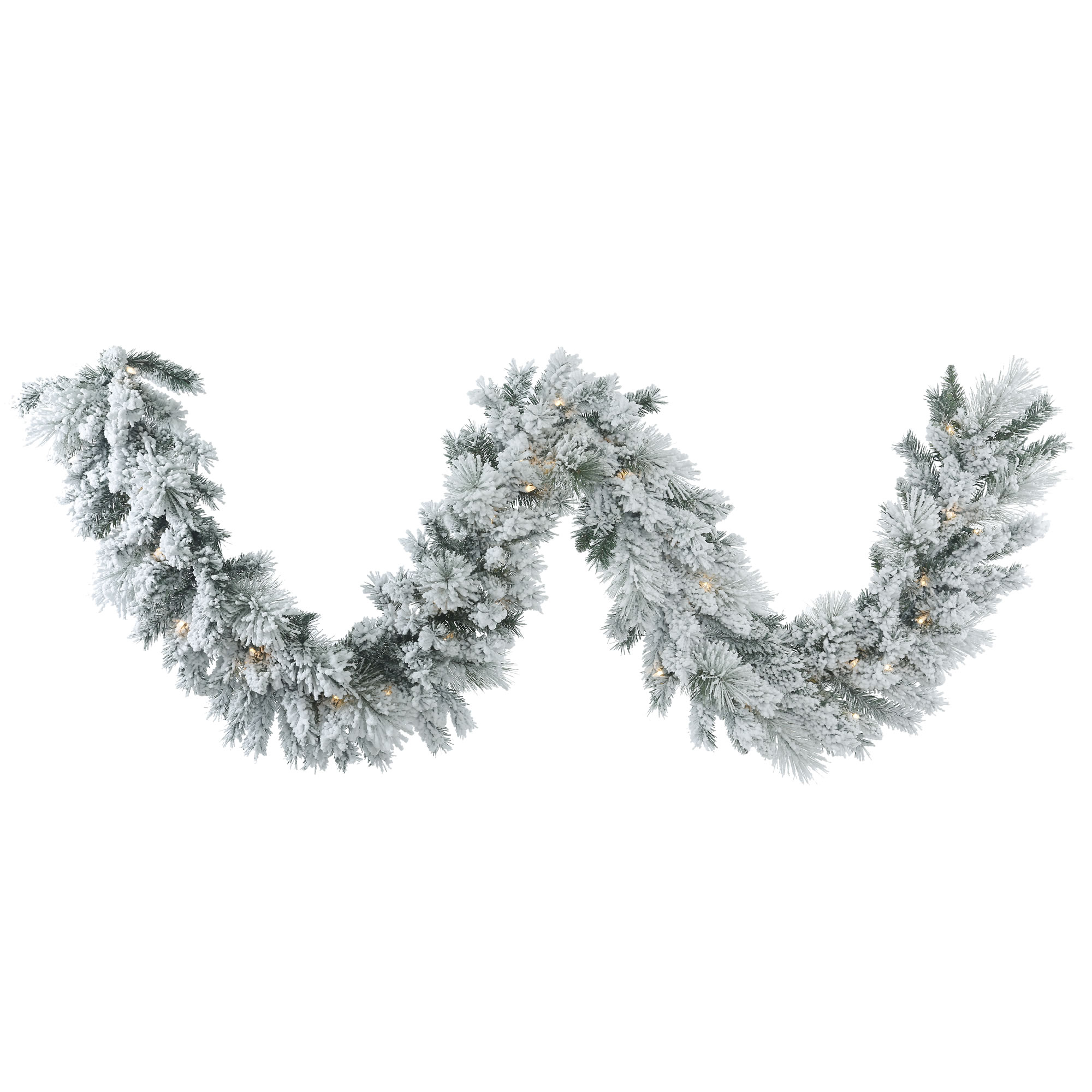 Vickerman 9' Flocked Castle Pine Artificial Christmas Garland, Clear Dura-lit Incandescent Mini Lights