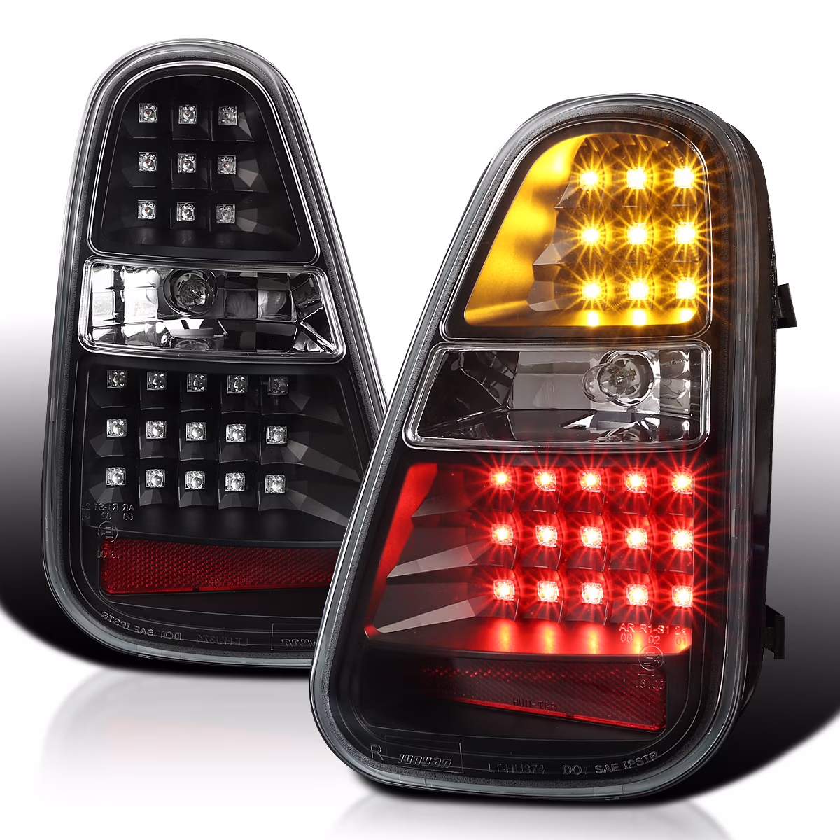 Spec-D Tuning Black LED Turn Signal Parking Rear Brake Lamps Tail Lights Compatible with 2005-2006 Mini Cooper S Left + Right Pair Assembly
