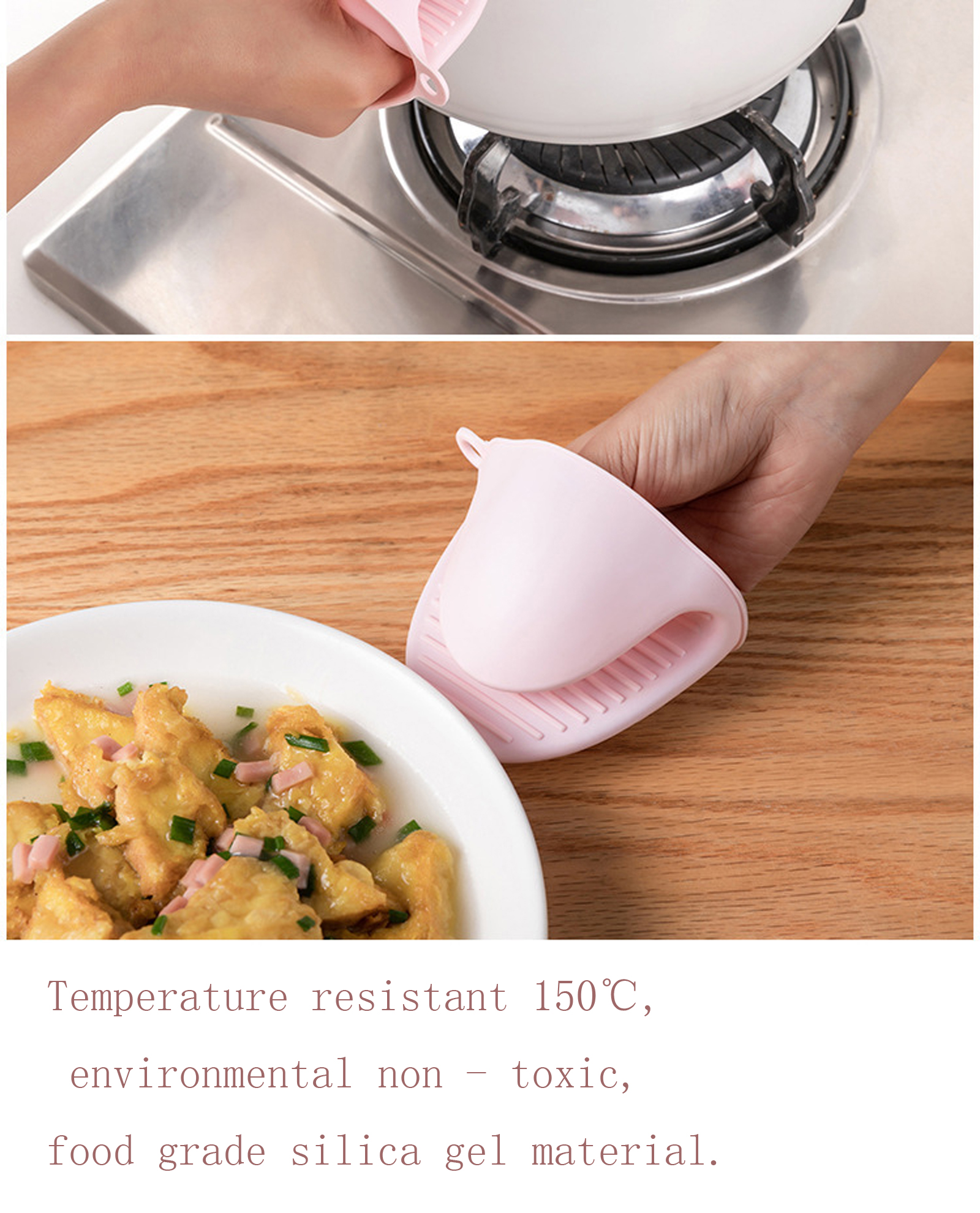 COUTEXYI Kitchen Anti-scalding Tool Set, Hot Plate Gripper Bowl Clips Non-slip Silicone Pad Home Baking Artifact