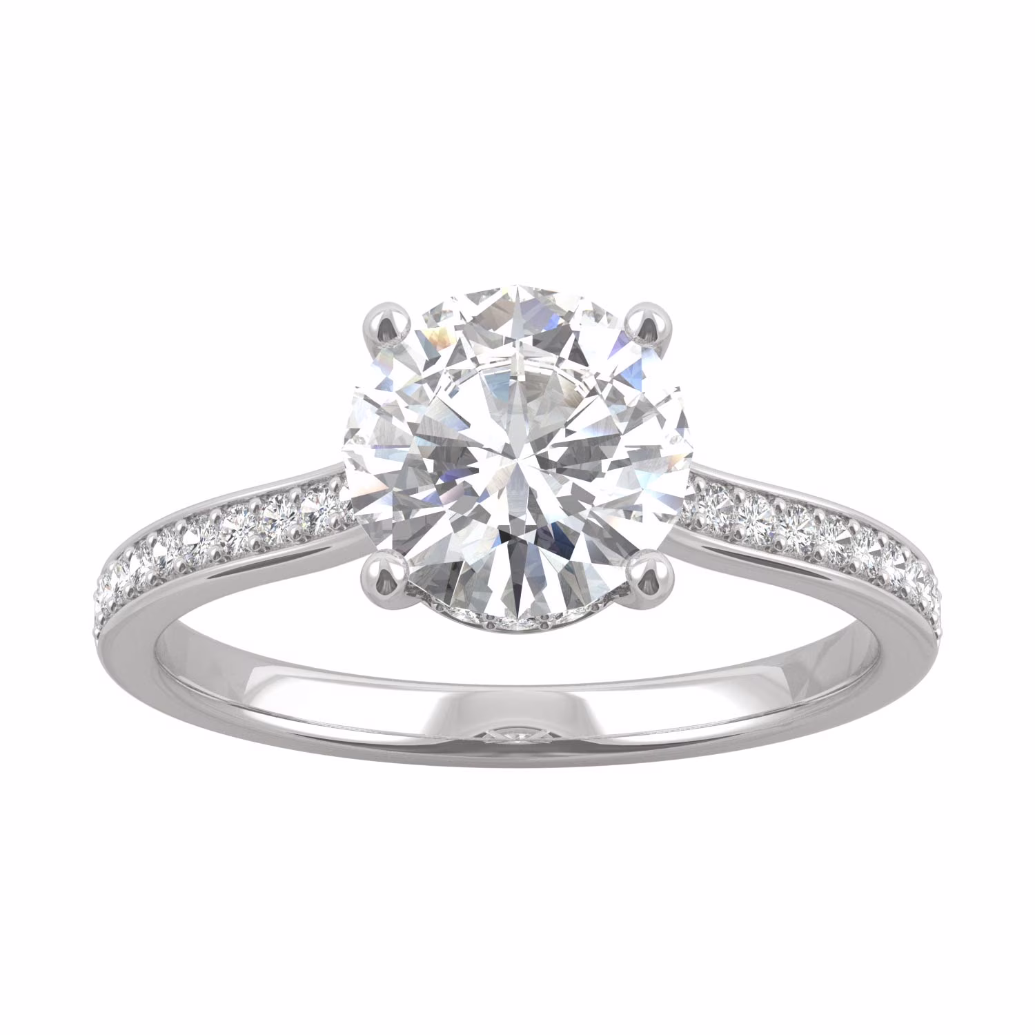 Charles & Colvard 14K White Gold Moissanite 7.5mm Round Engagement Ring-Size 5, 1.74cttw DEW