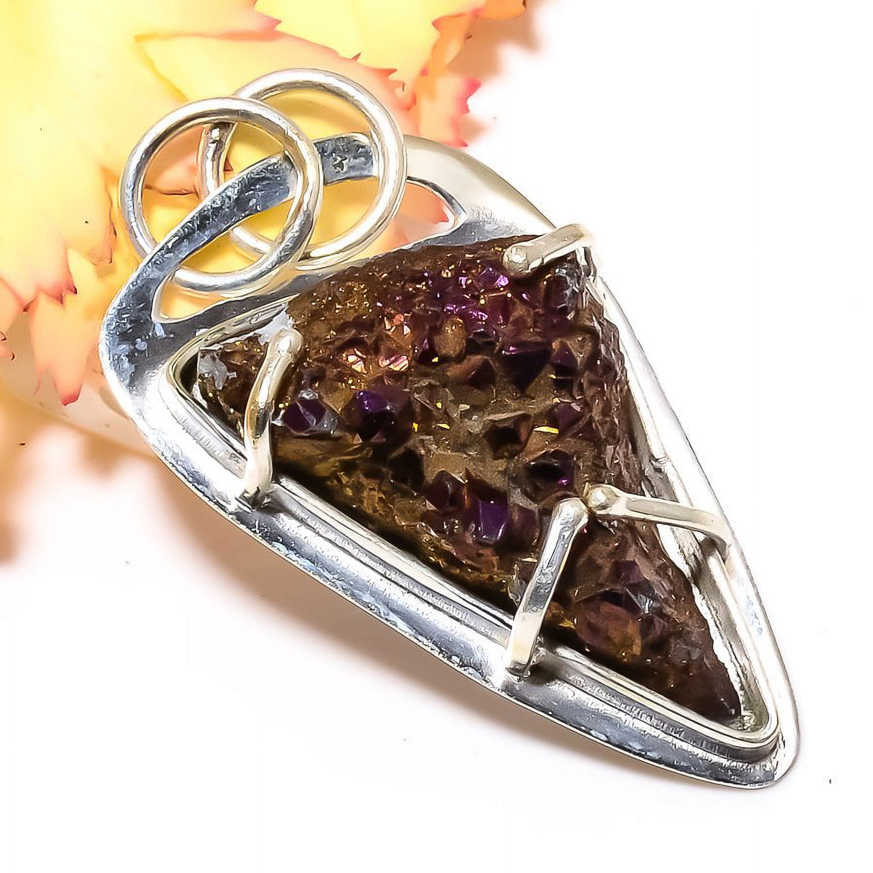 Titanium Drusy Fine 925 Silver Plated Handmade Pendant 1.9