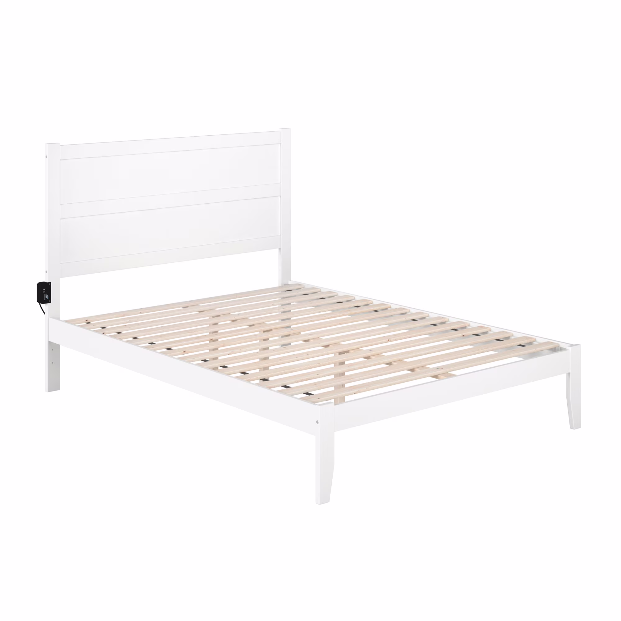 AFI NoHo Solid Wood Queen Platform Bed with USB Charger in White