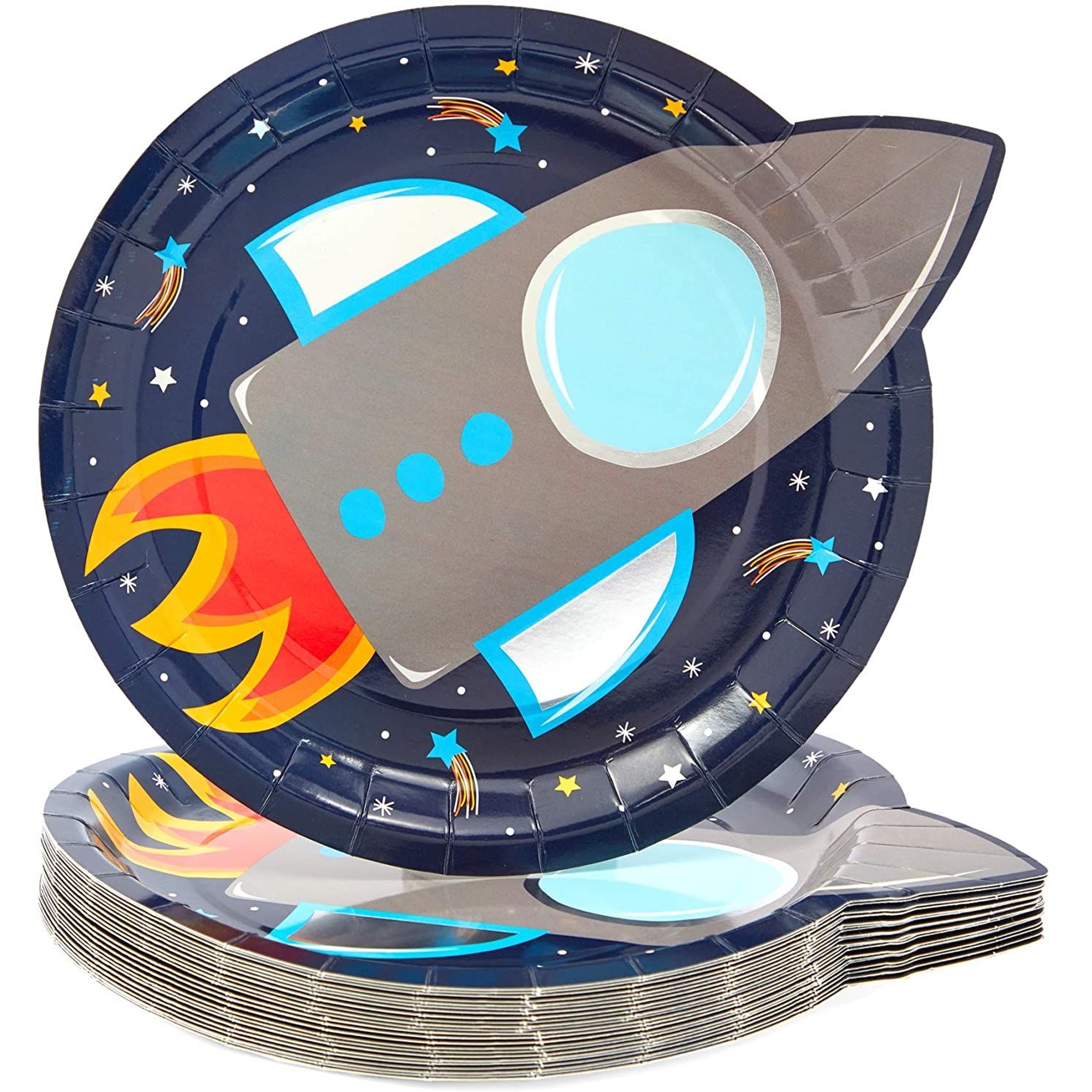 99-Piece Outer Space Party Pack with Dinnerware, Hats, Banner, Tablecloths (Serves 24)