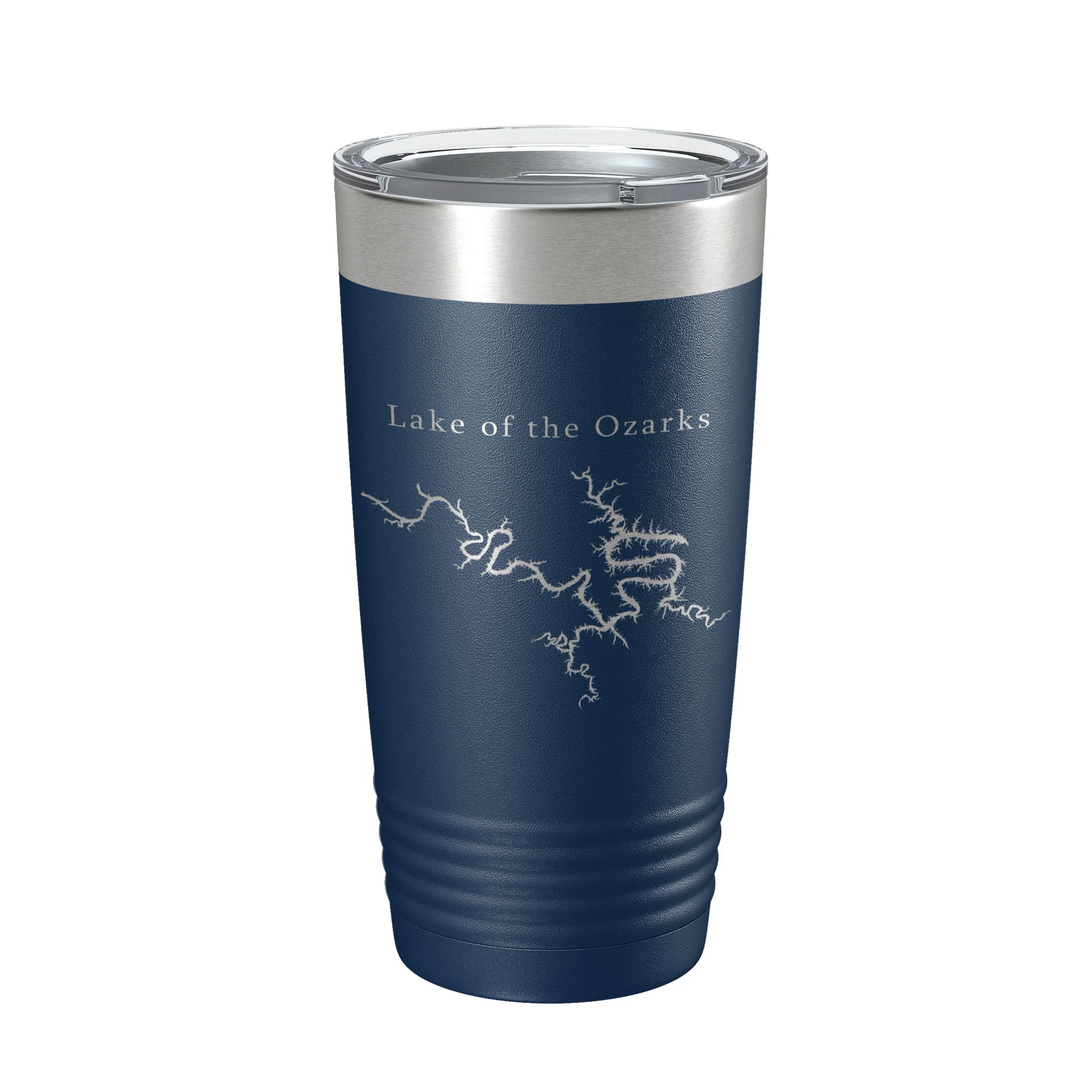 Lake of the Ozarks Map Tumbler Travel Mug Insulated Laser Engraved Coffee Cup Missouri 20 oz Navy Blue