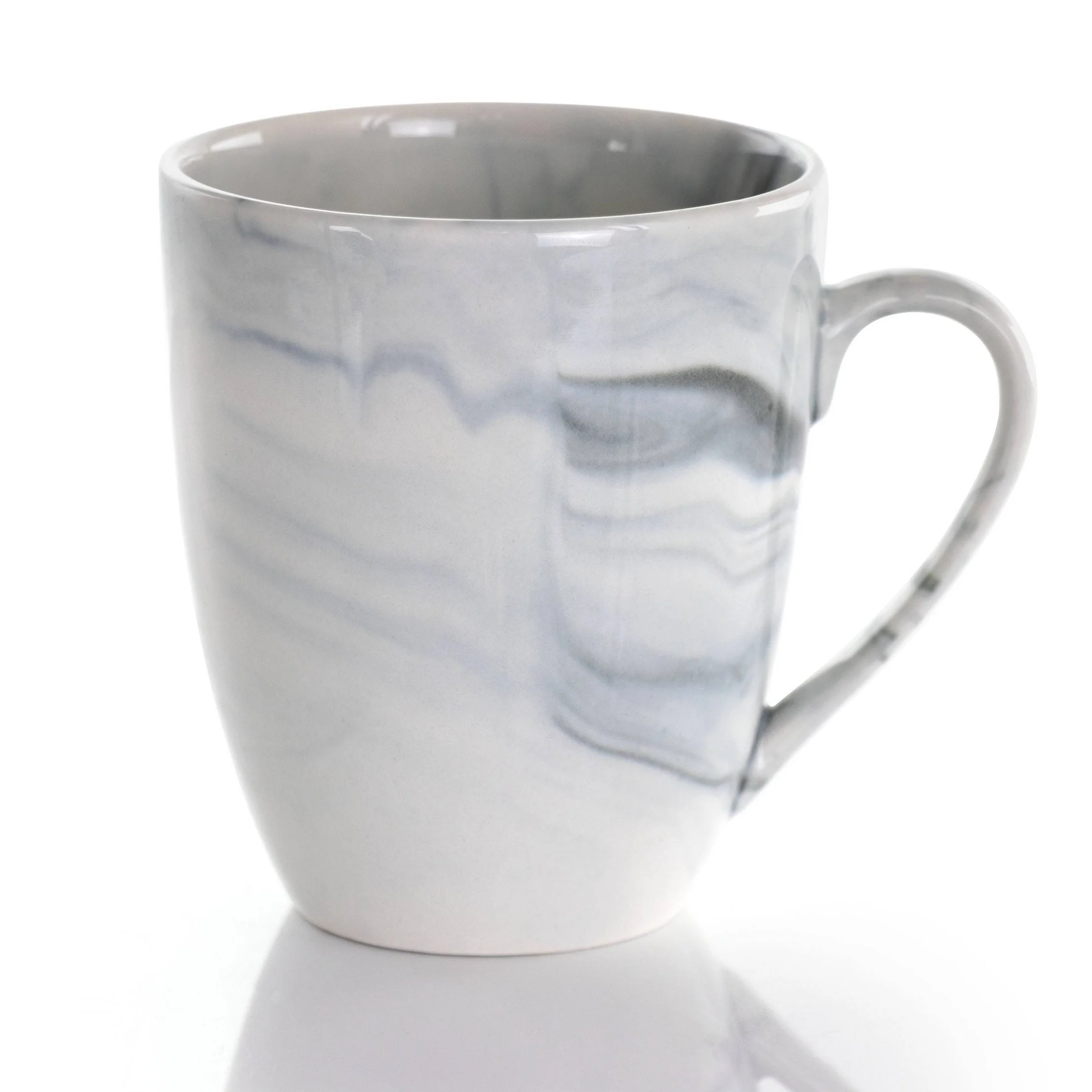 16pc Stoneware Fine Marble Dinnerware Set Black/White