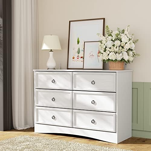 KHBIULIFE Modern 7 Drawer Dresser  Dressers for Bedroom  Chest of Drawers Closet Organizers and  Clothes - Easy Pulls Handle  Textured Borders Living Room  Hallway  Gray