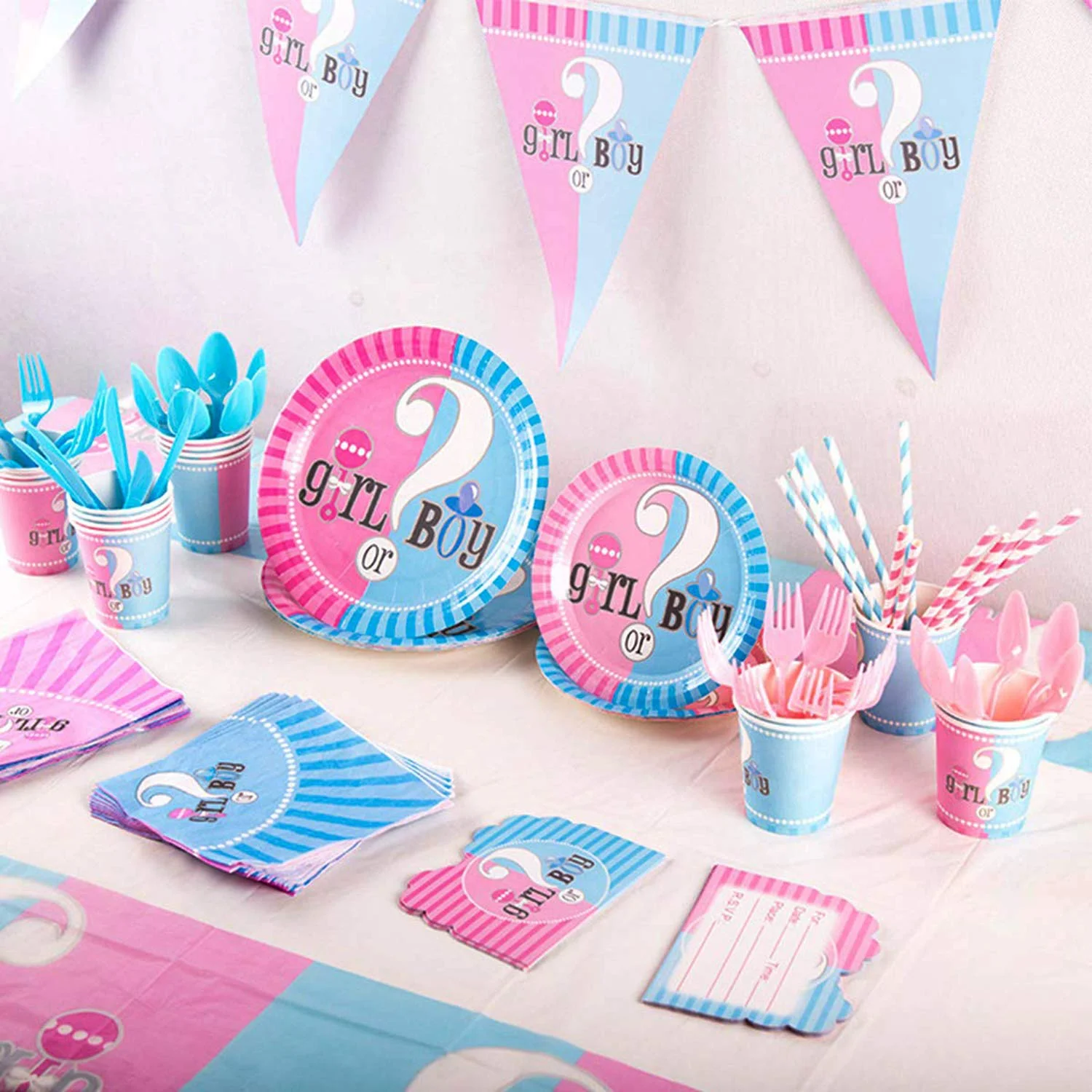 Gender Reveal Party Supplies Tableware 371 Pcs